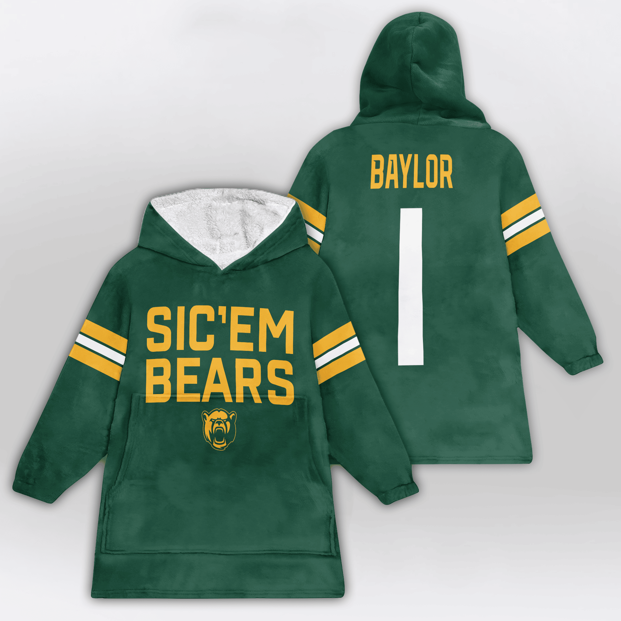 Adult #1 Baylor Football Unisex Blanket Hoodie