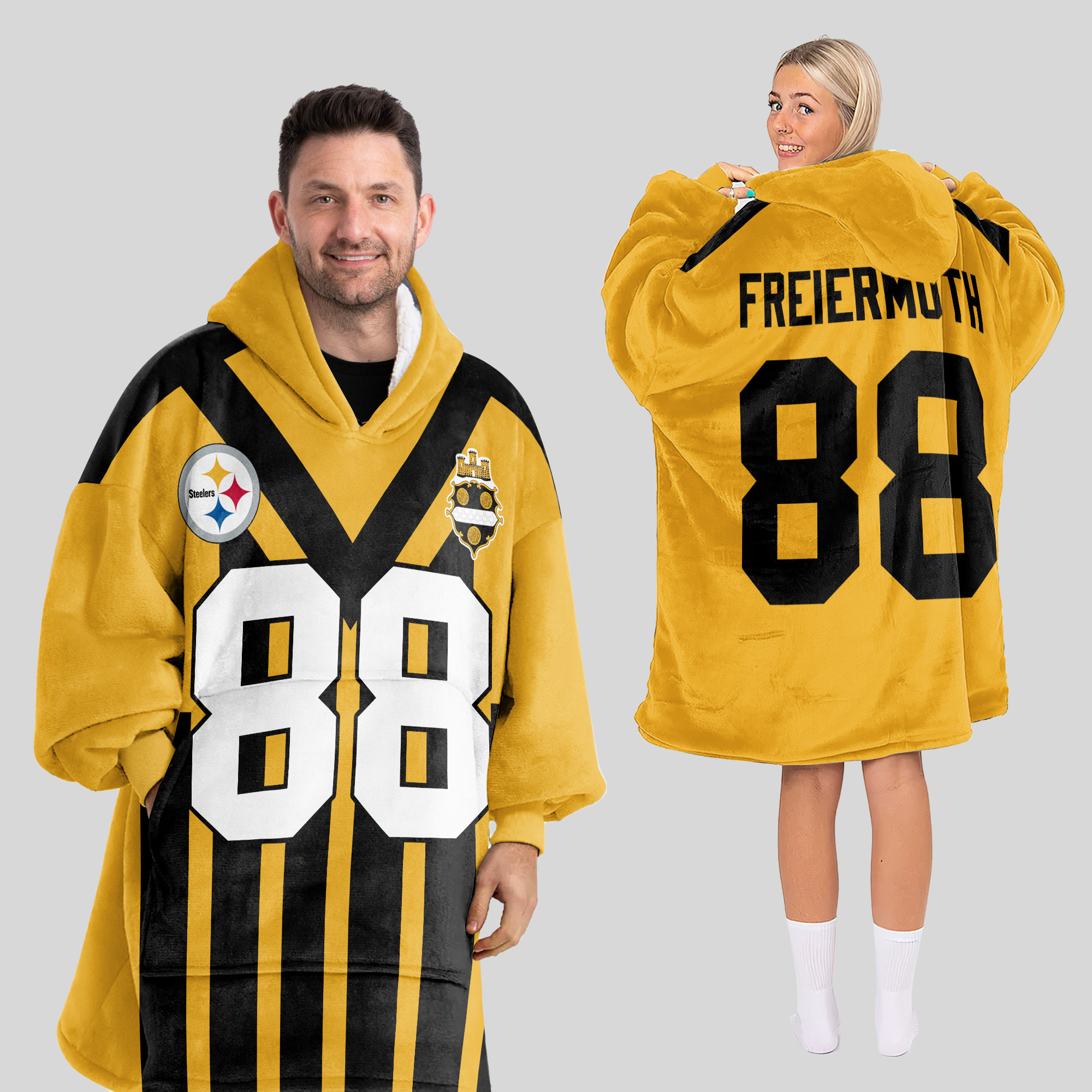 Adult 88 Pittsburgh Football Unisex Blanket Hoodie