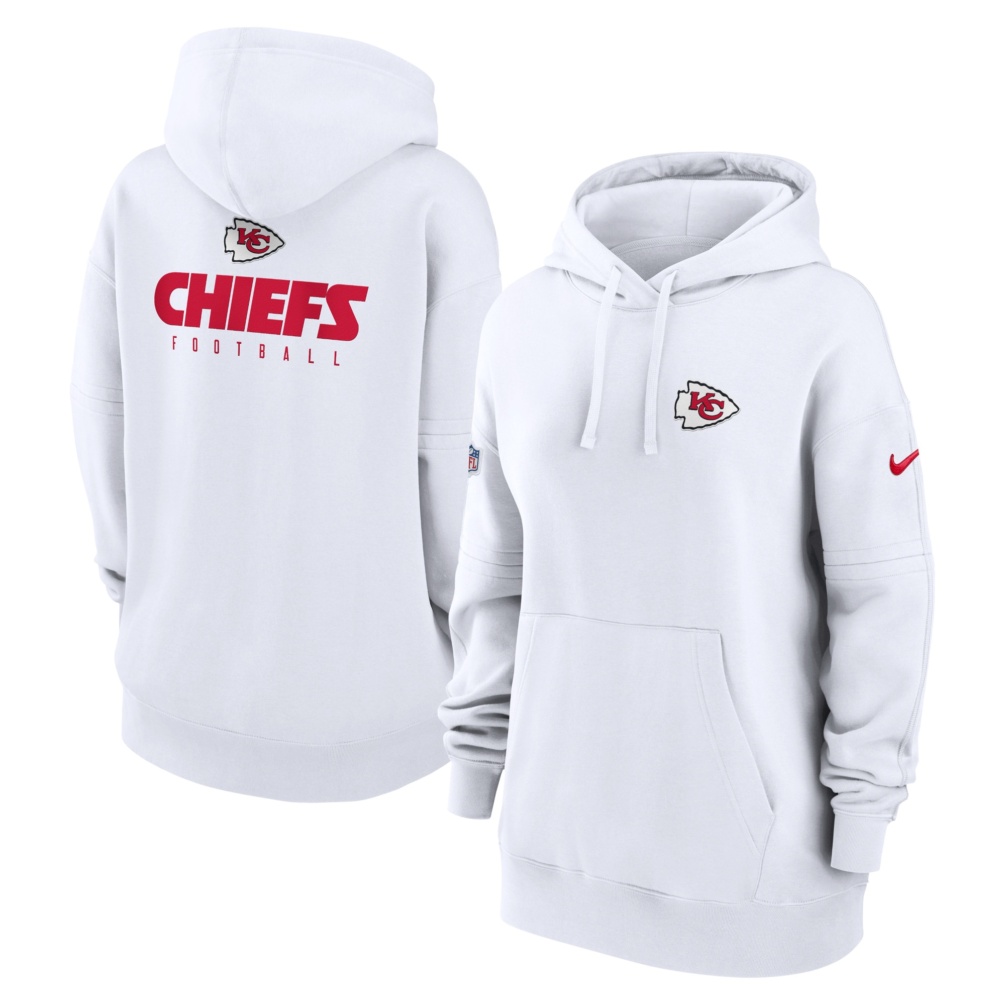 Kansas City Chiefs  Women's 2023 Sideline Club Fleece Pullover Hoodie - White