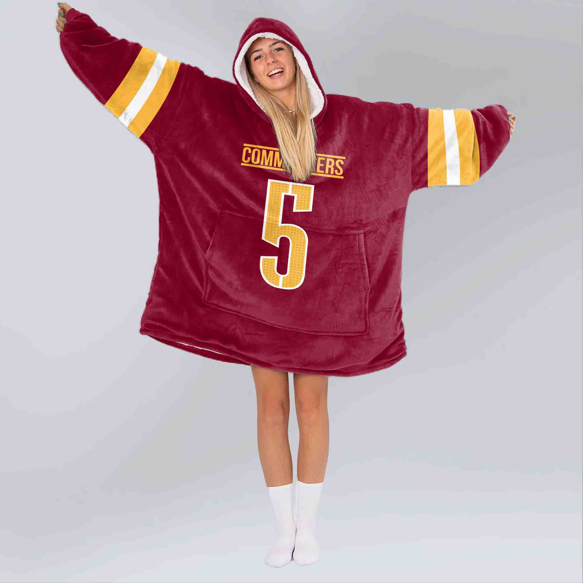 Adult J.D 5 Washington Football Unisex Blanket Hoodie