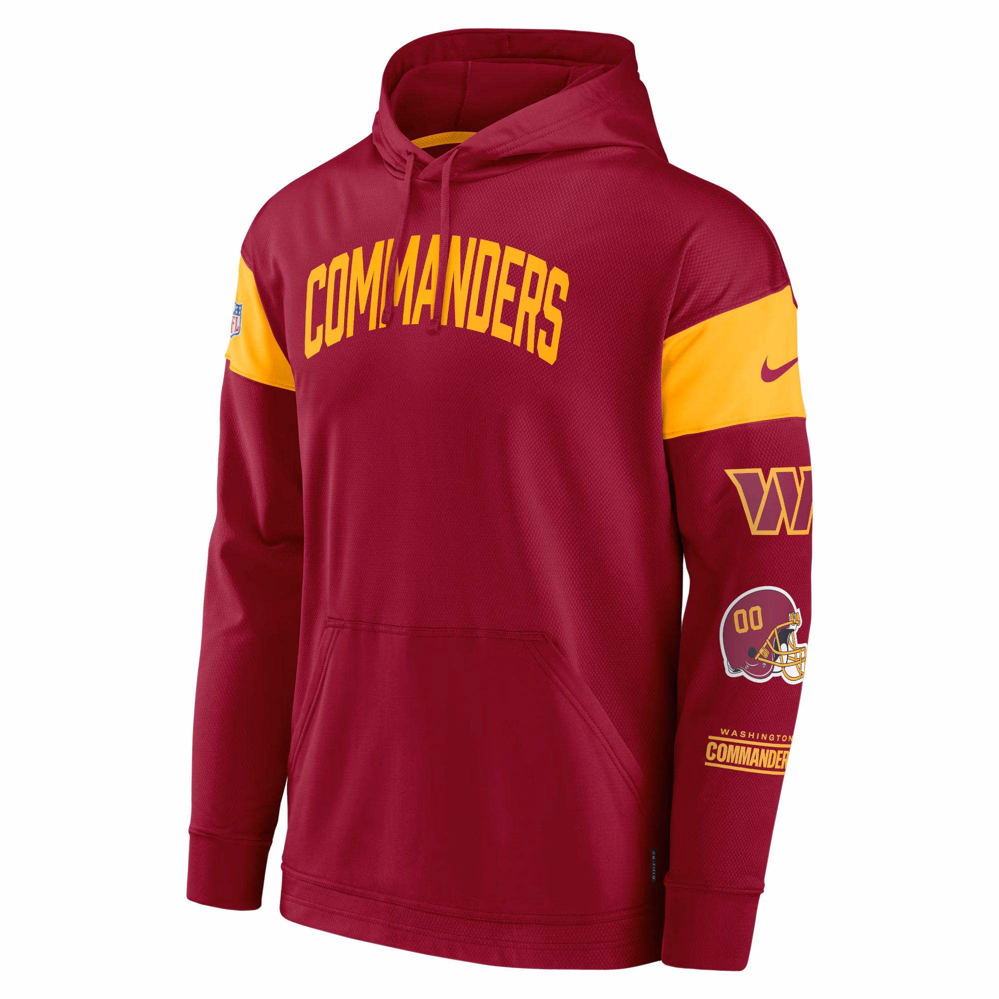 Washington Commanders Sideline Athletic Arch Jersey Performance Pullover Hoodie - Burgundy
