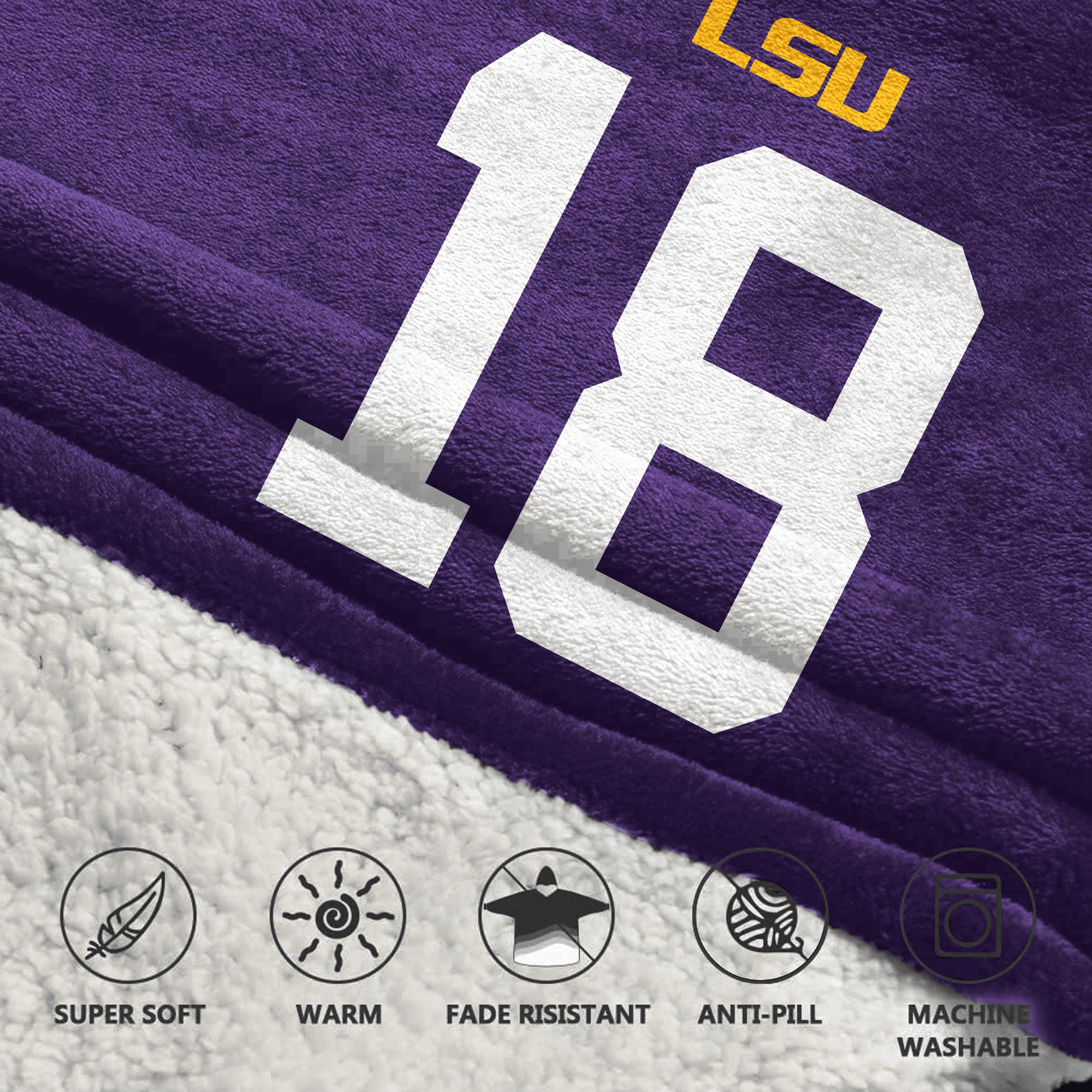 Adult G.N 18 LSU Football Unisex Blanket Hoodie