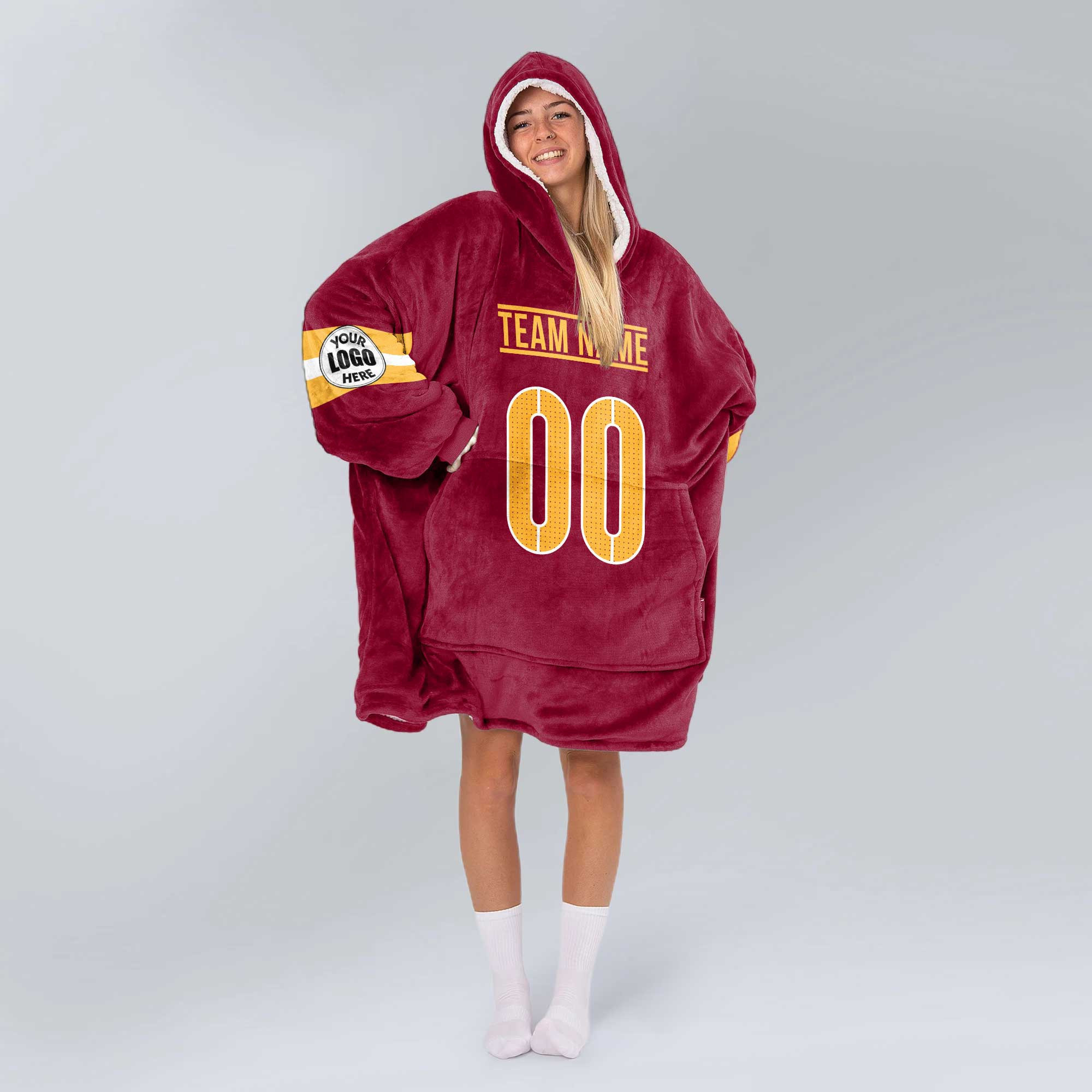 Adult Custom Blanket Hoodie Washington Inspired Color