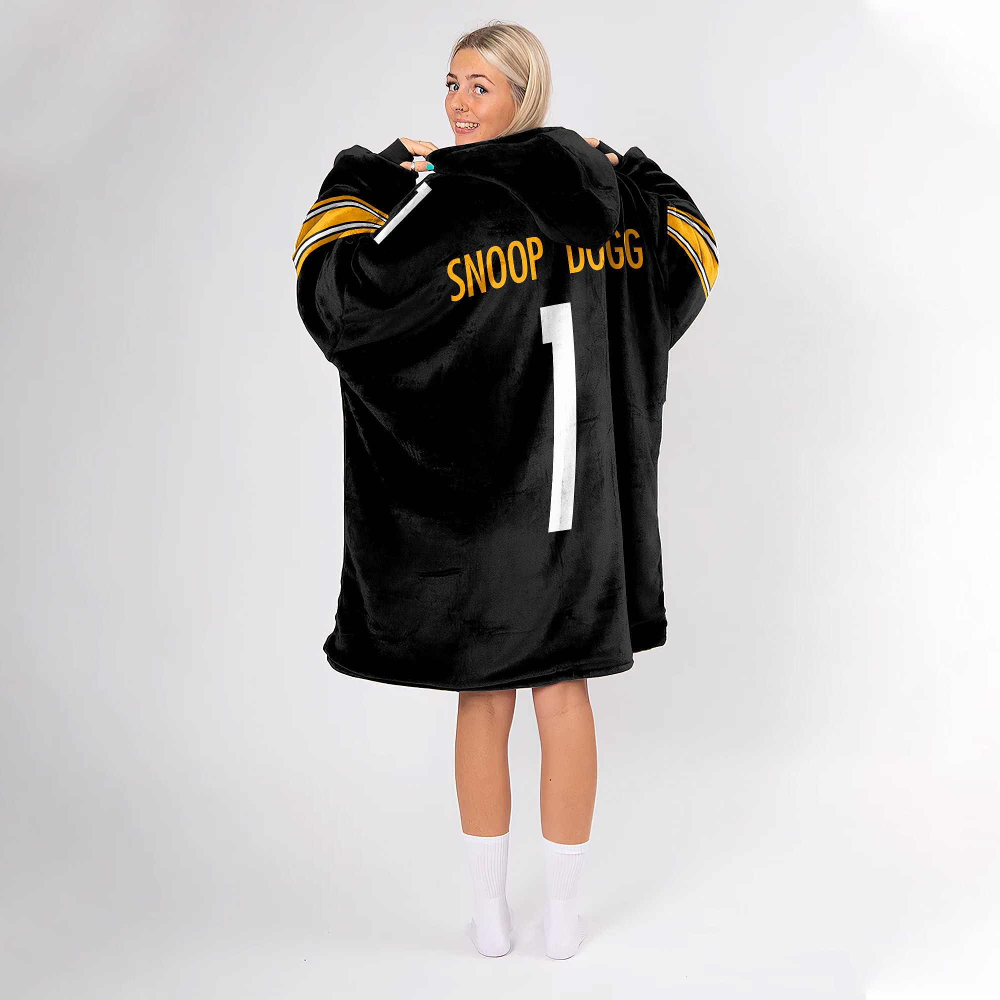 Adult S.D 1 Pittsburgh Football Unisex Blanket Hoodie