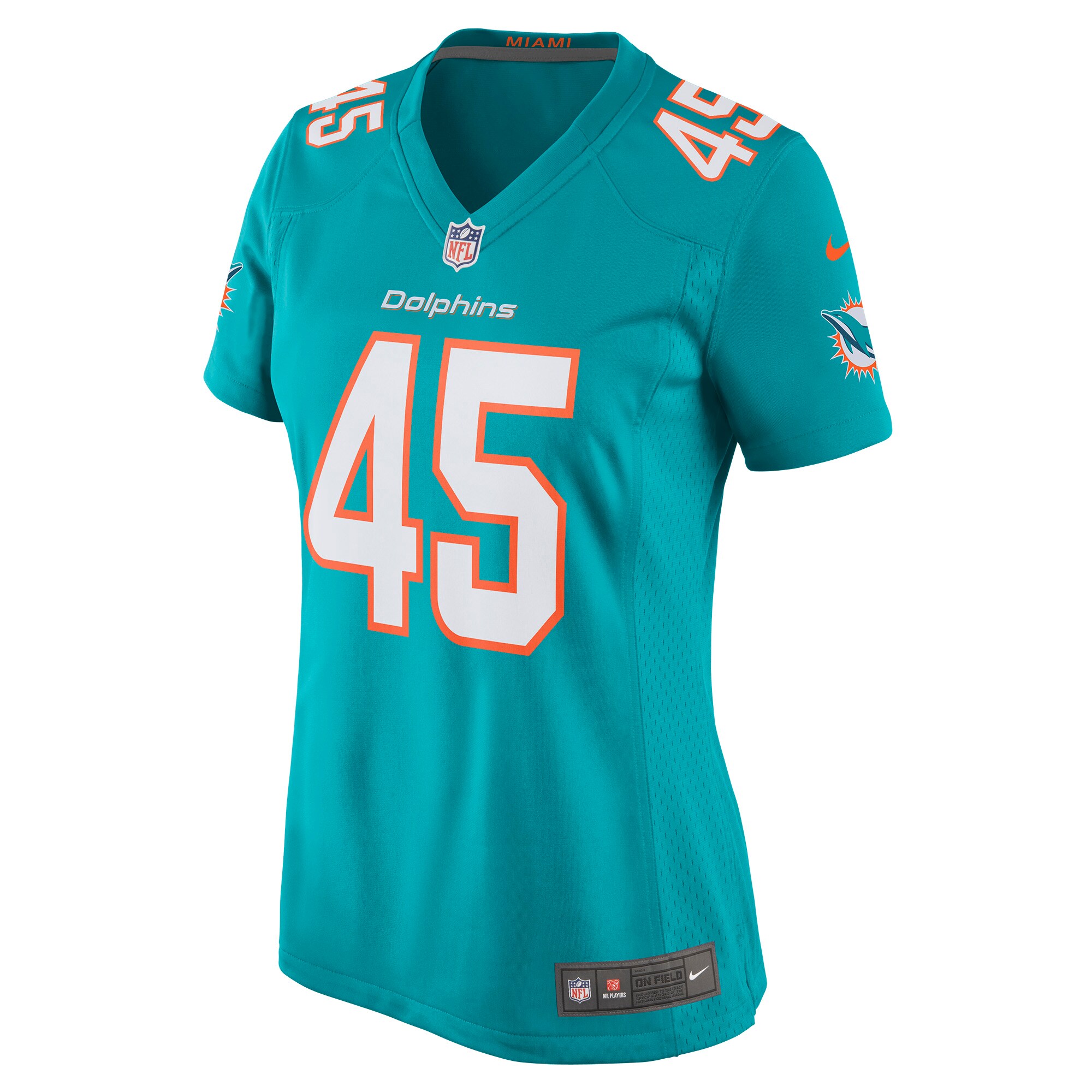 Duke Riley Miami Dolphins Women's Game Jersey - Aqua