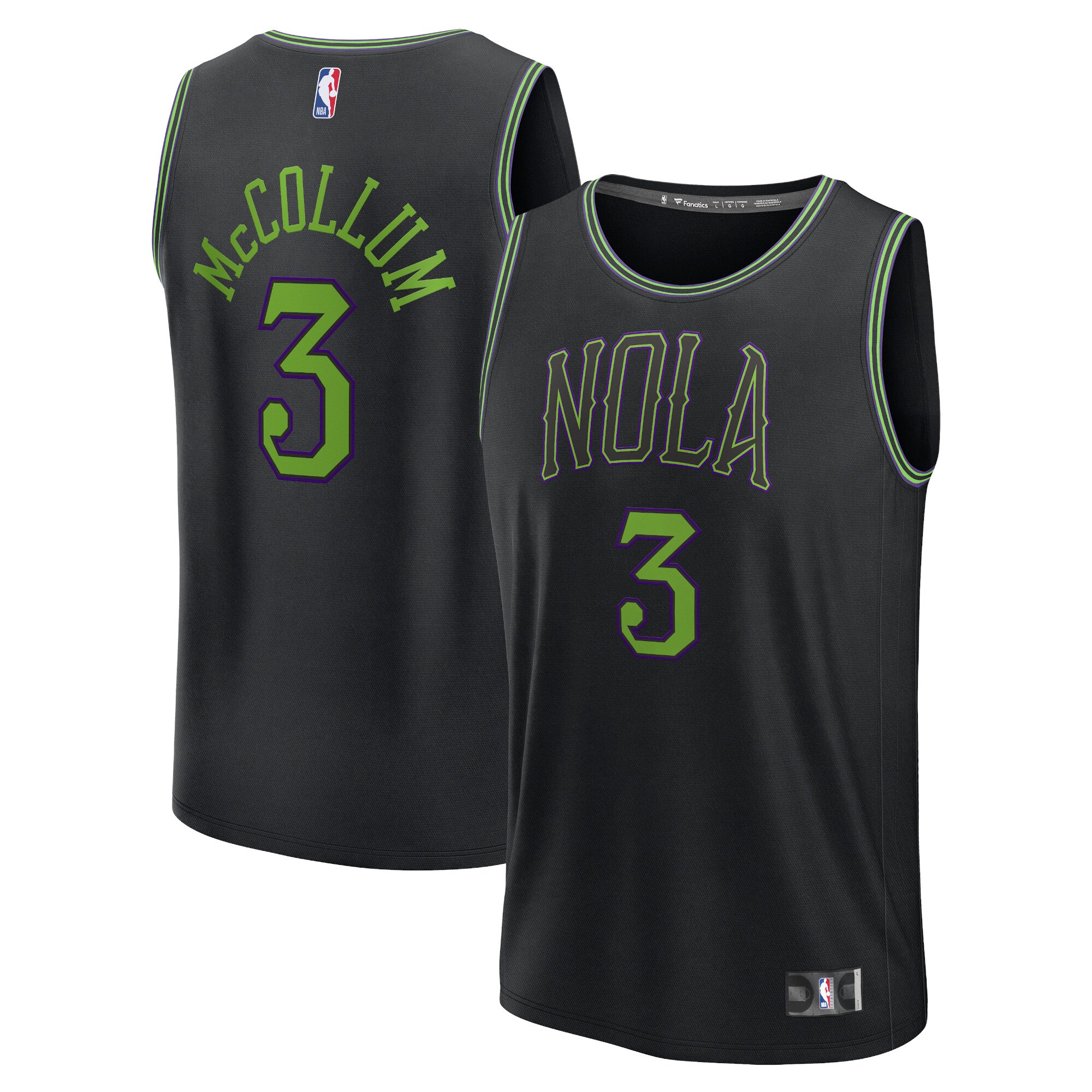 Unisex New Orleans Pelicans CJ McCollum  Black 2023/24 Fast Break Jersey - City Edition