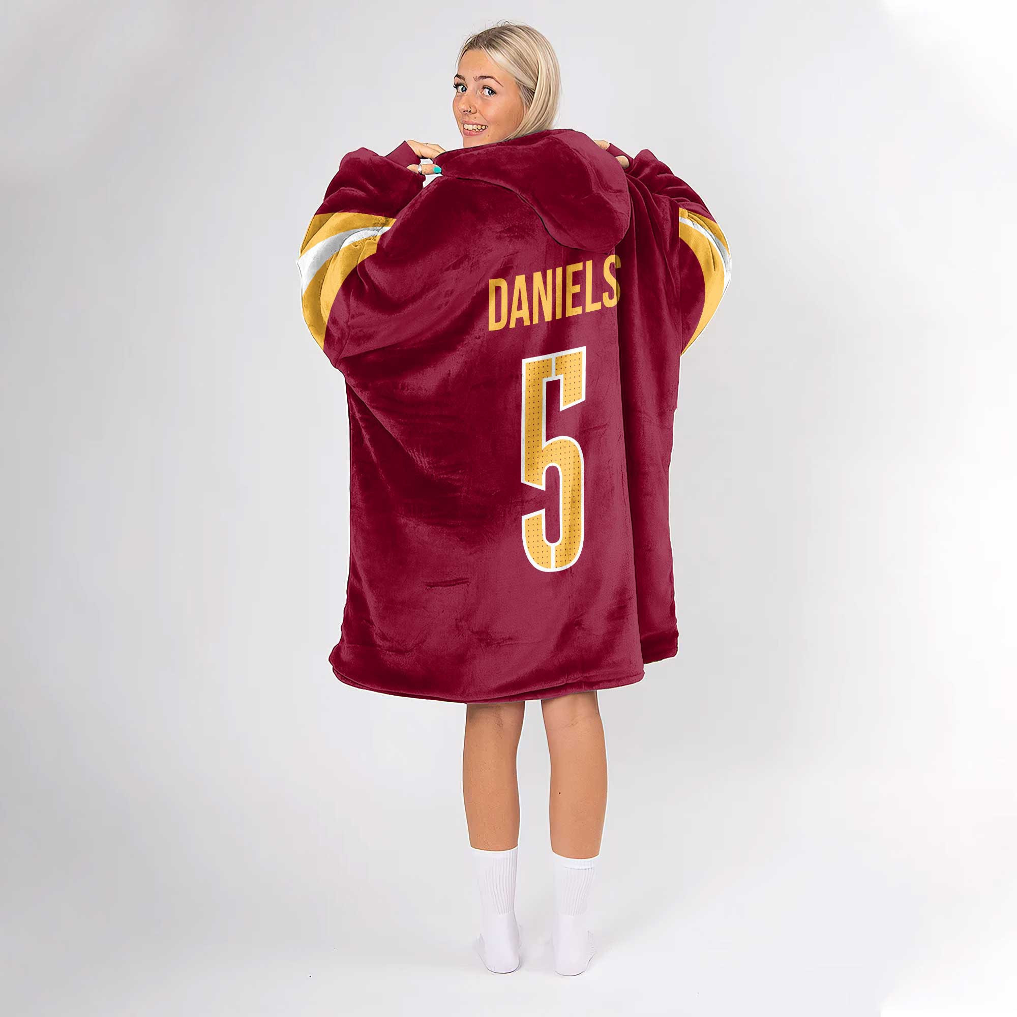 Adult 5 Washington Football Unisex Blanket Hoodie