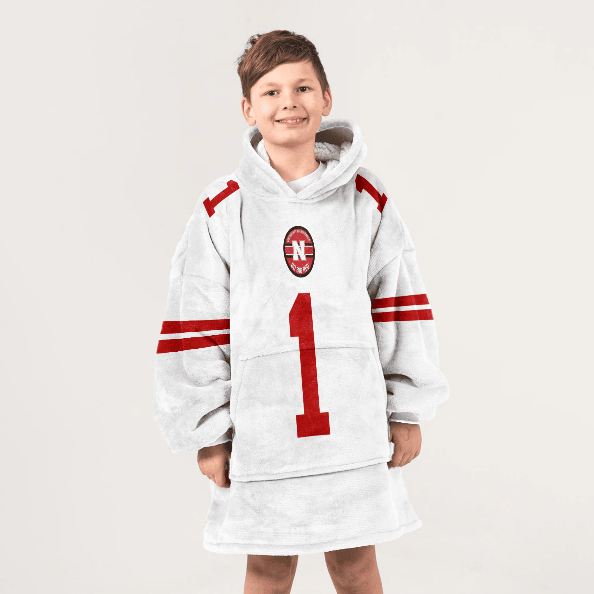 Kid 1 Nebraska Football Unisex Blanket Hoodie