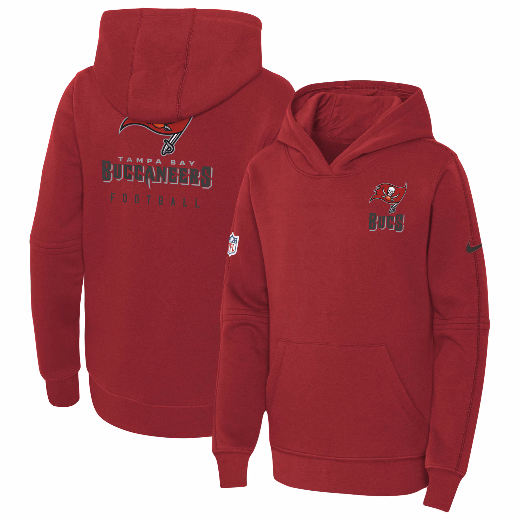 Tampa Bay Buccaneers Youth 2023 Sideline Club Fleece Pullover Hoodie - Red