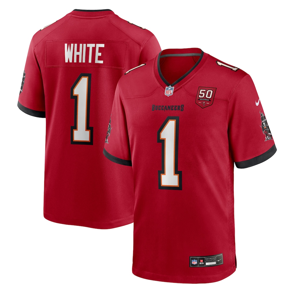 Rachaad White #1 Tampa Bay Buccaneers 50th Anniversary Team Game Jersey - Red