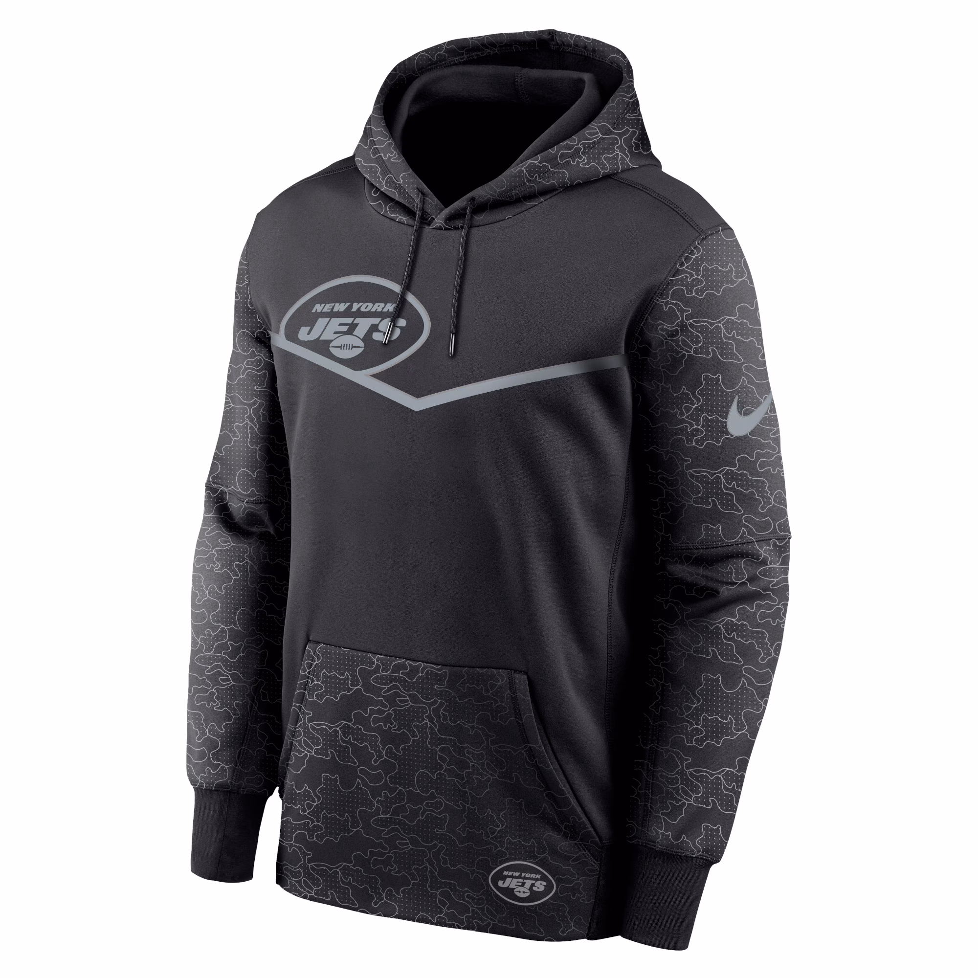 New York Jets RFLCTV Chevron Pullover Hoodie - Black