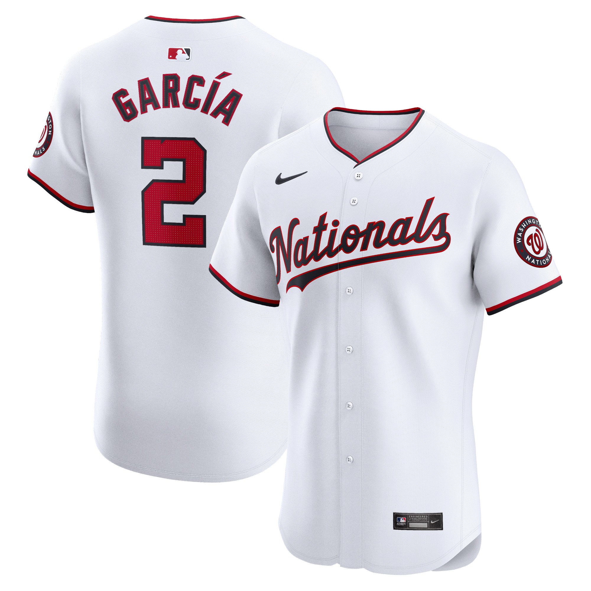 Men's Washington Nationals Luis Garcia  White Home Elite Player Jersey
