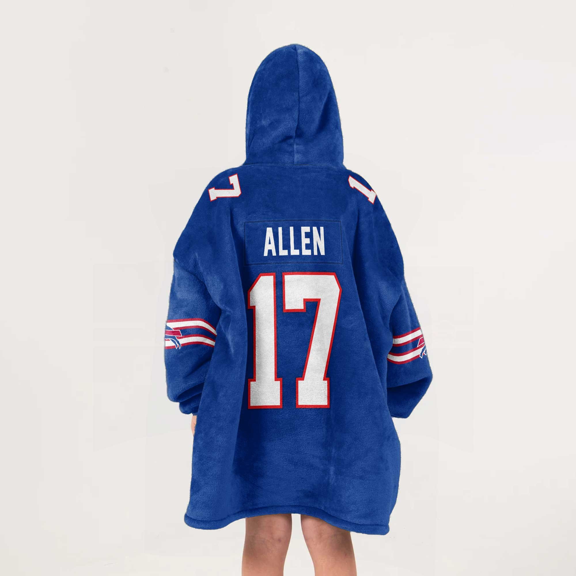 Adult 17 Buffalo Football Unisex Blanket Hoodie
