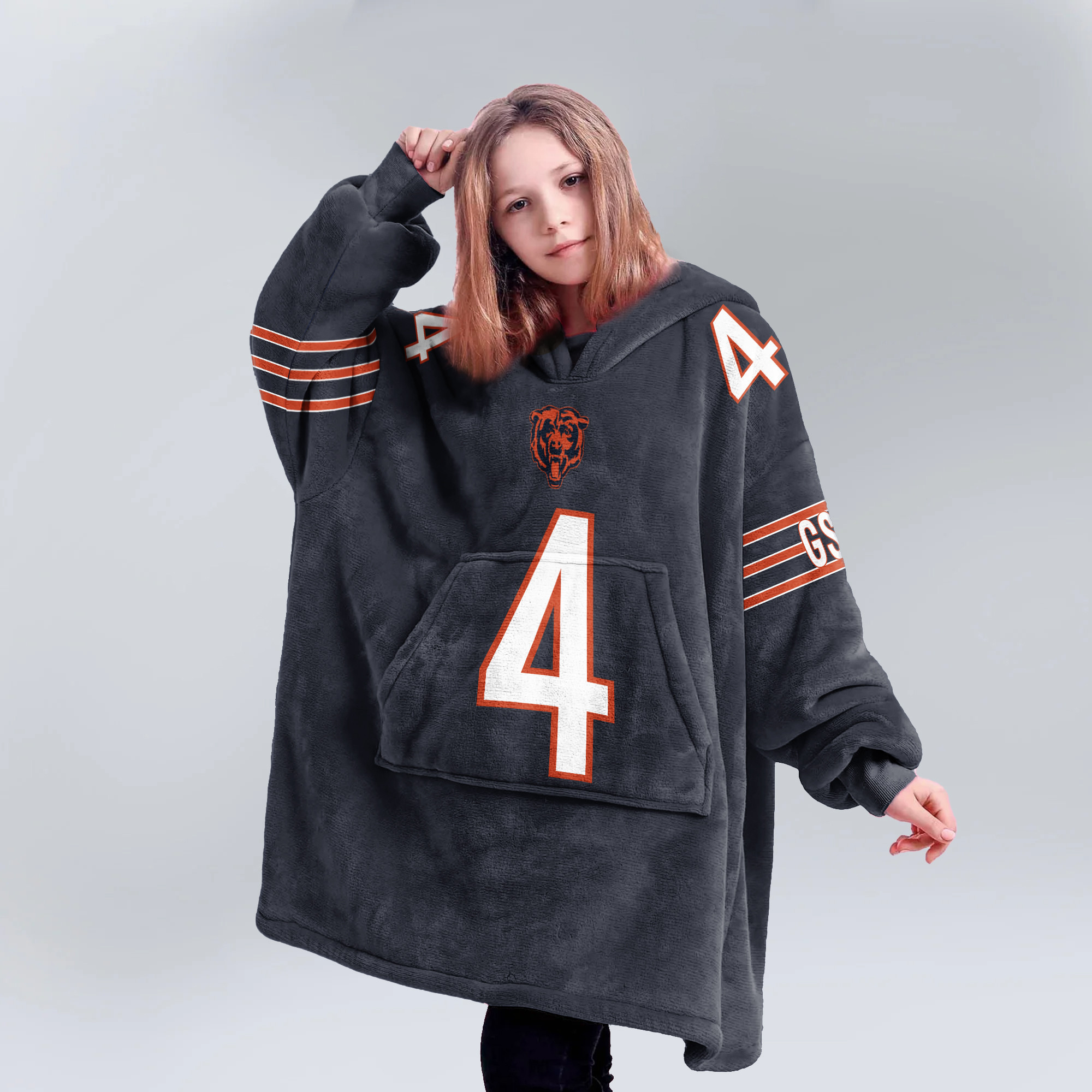 Adult 4 Chicago Football Unisex Blanket Hoodie