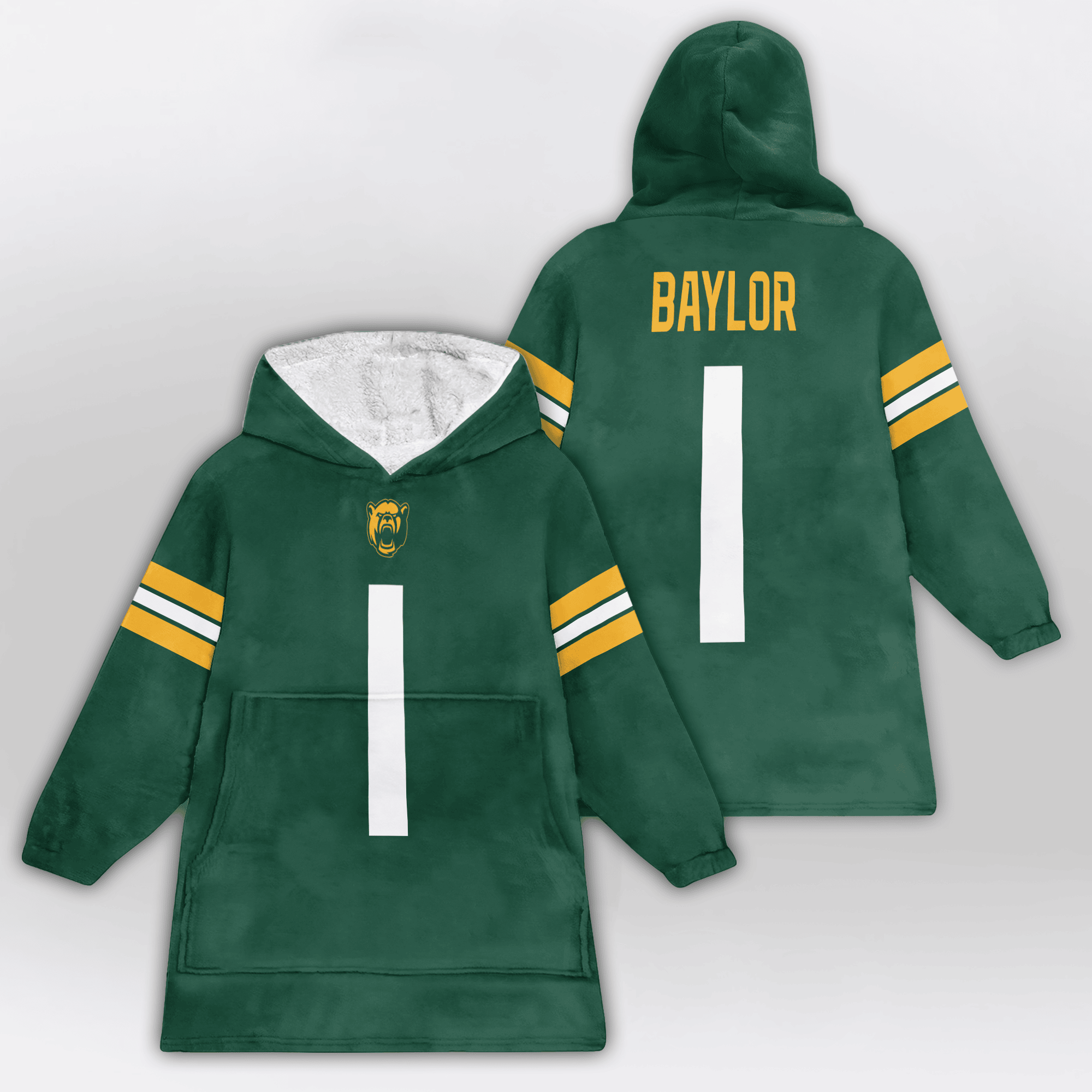 Adult #1 Baylor Football Unisex Blanket Hoodie
