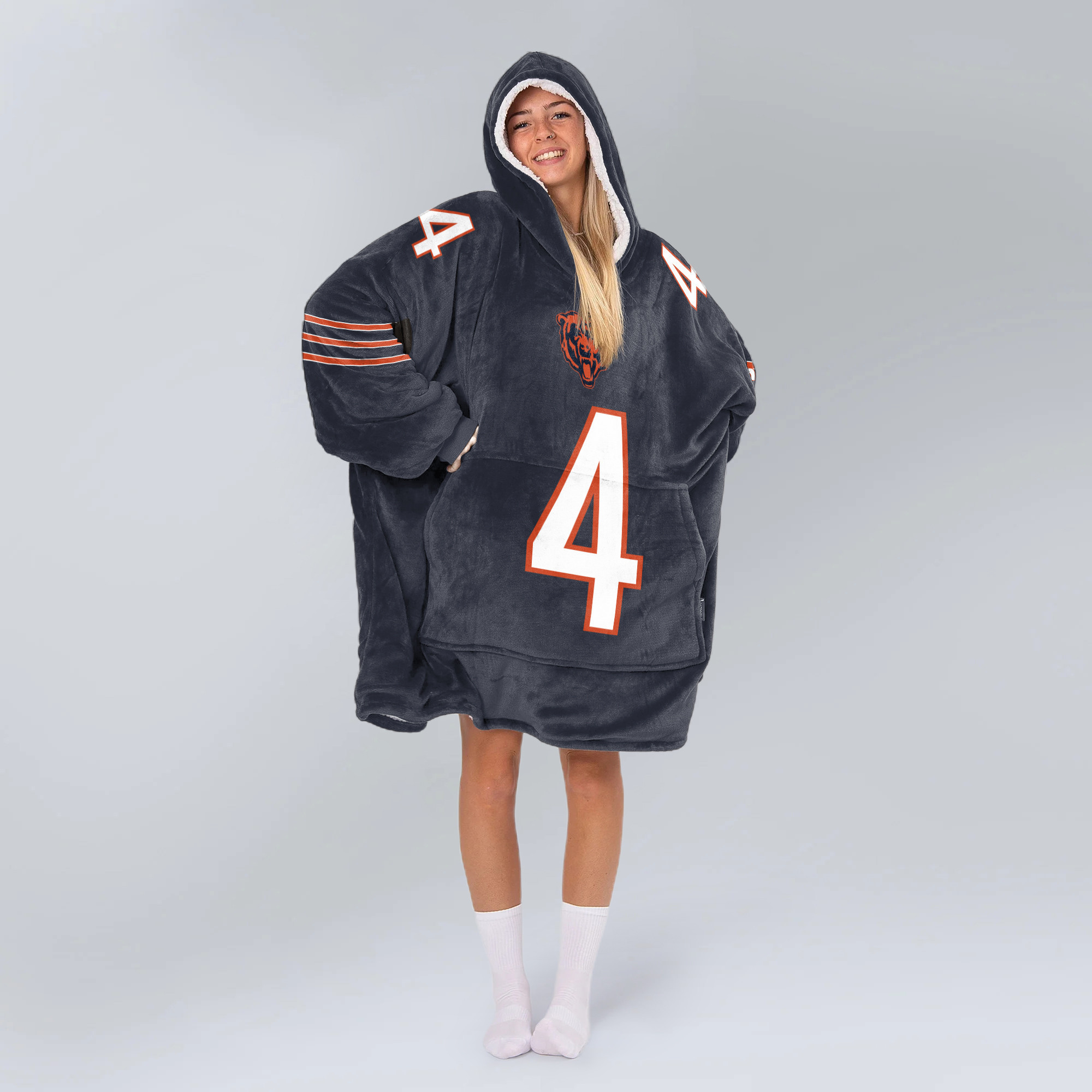 Adult 4 Chicago Football Unisex Blanket Hoodie