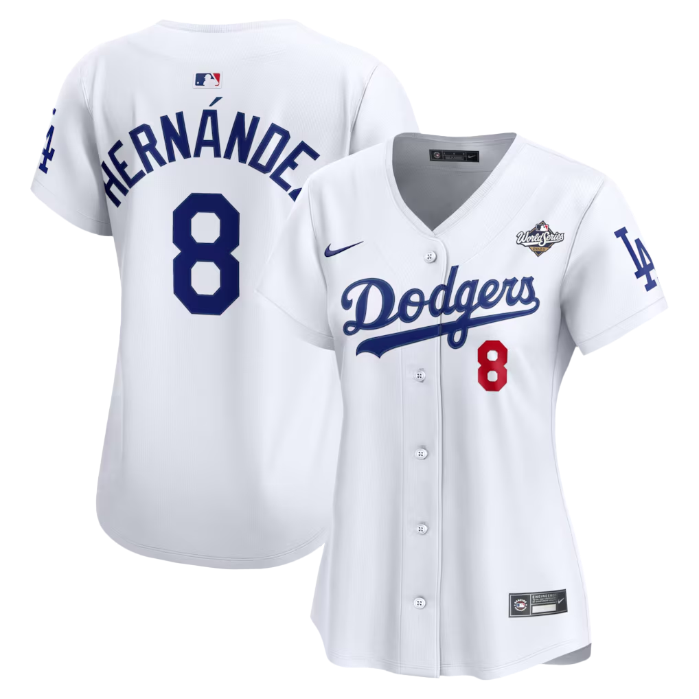 Enrique Hernández #8 Los Angeles Dodgers Women's 2025 World Series Home Limited Jersey - White