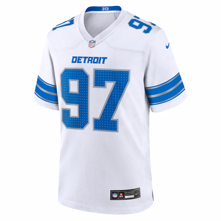Men's Aidan Hutchinson #97 White Detroit Lions Game Jersey