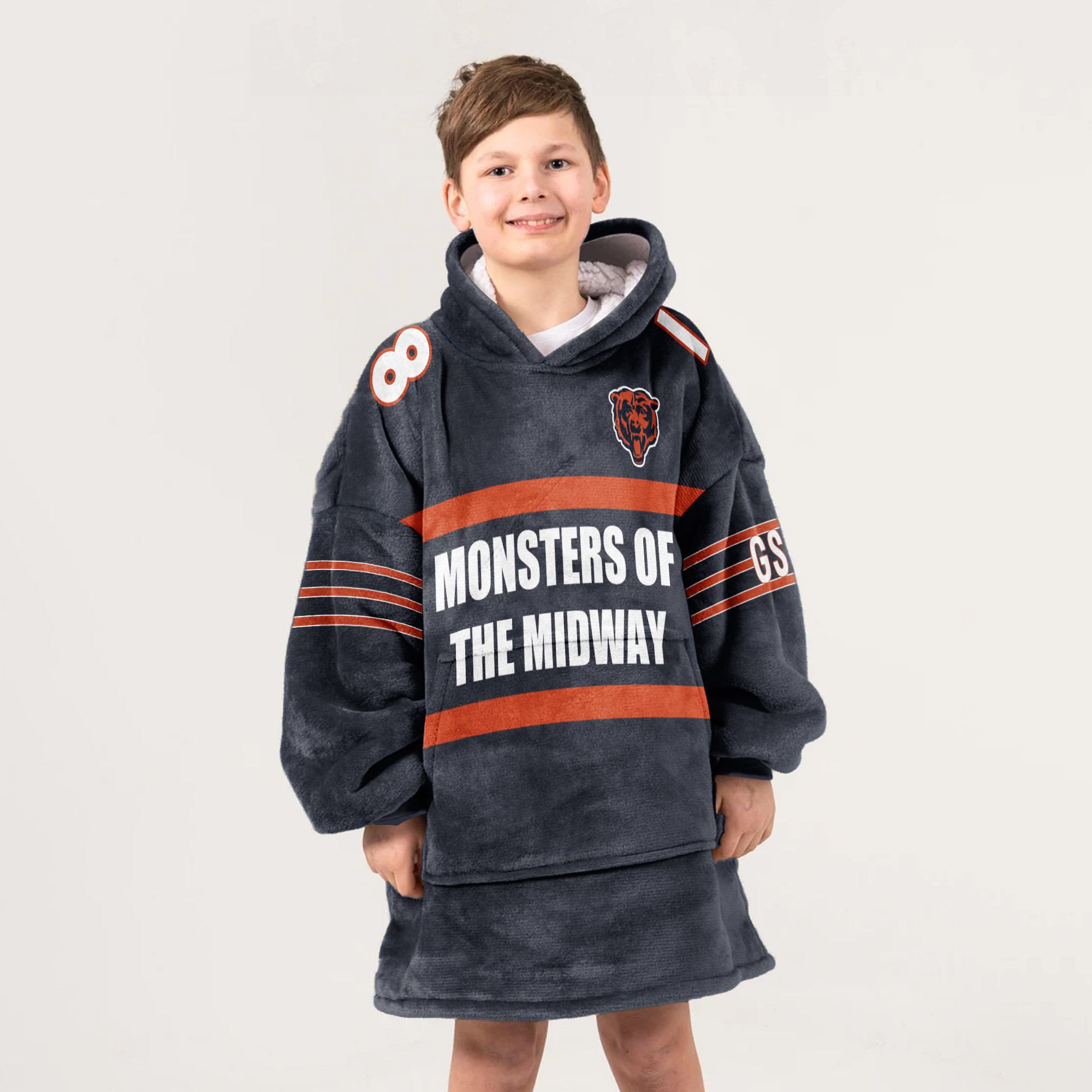 Adult Monsters Of The Midway 18 Chicago Football Unisex Blanket Hoodie
