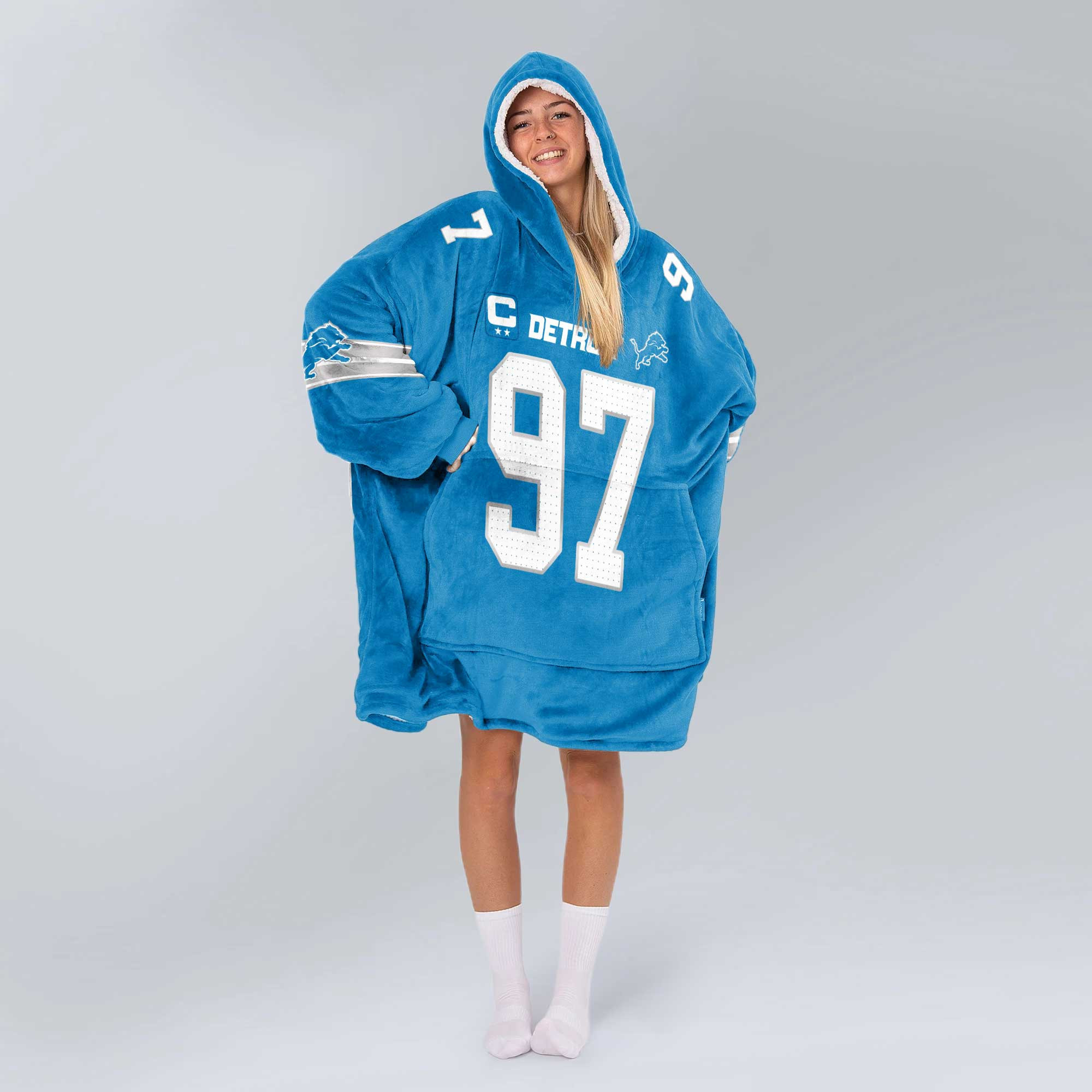 Adult Captain A.H 97 Detroit Football Unisex Blanket Hoodie