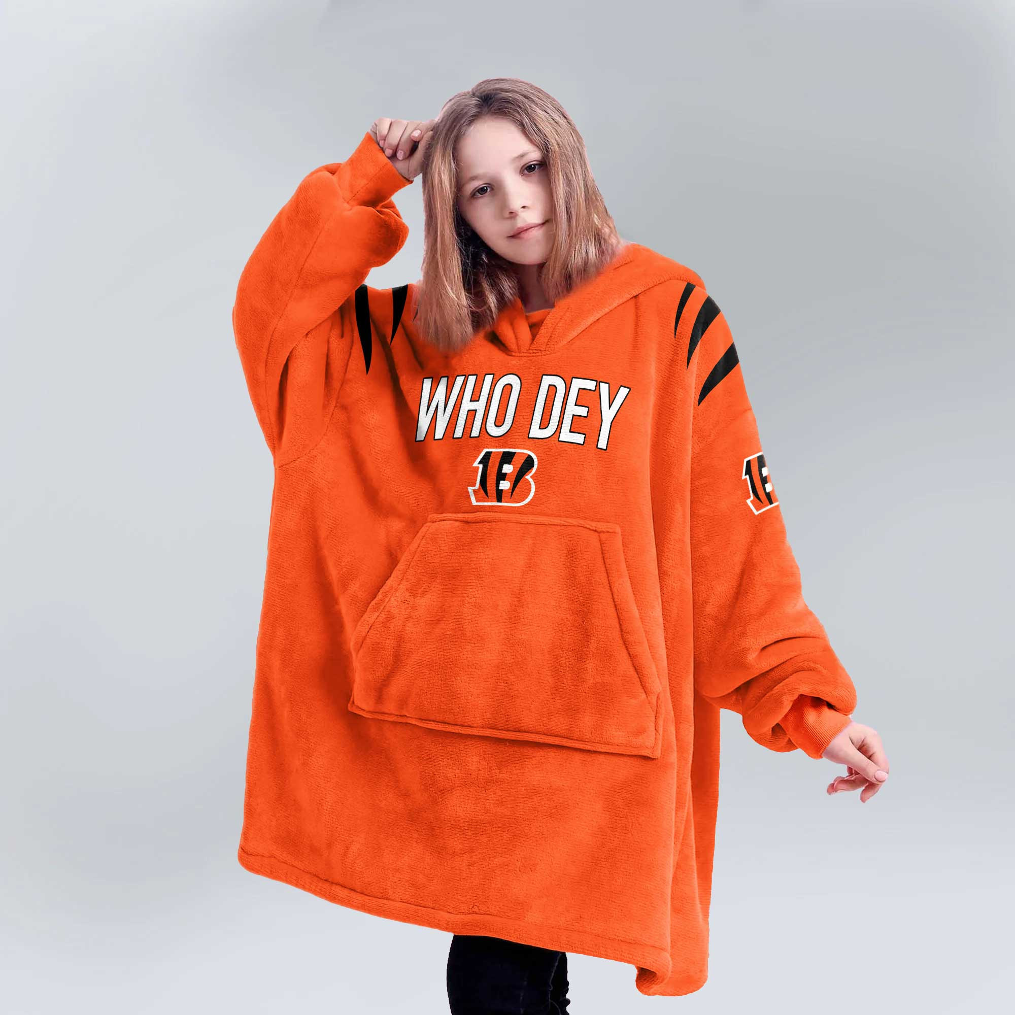 Kid Who Dey 9 Cincinnati Football Unisex Blanket Hoodie