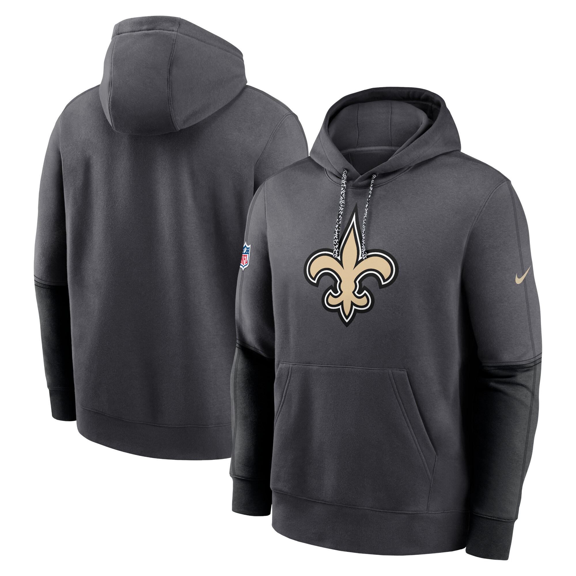 New Orleans Saints 2024 Sideline Club Pullover Hoodie - Anthracite