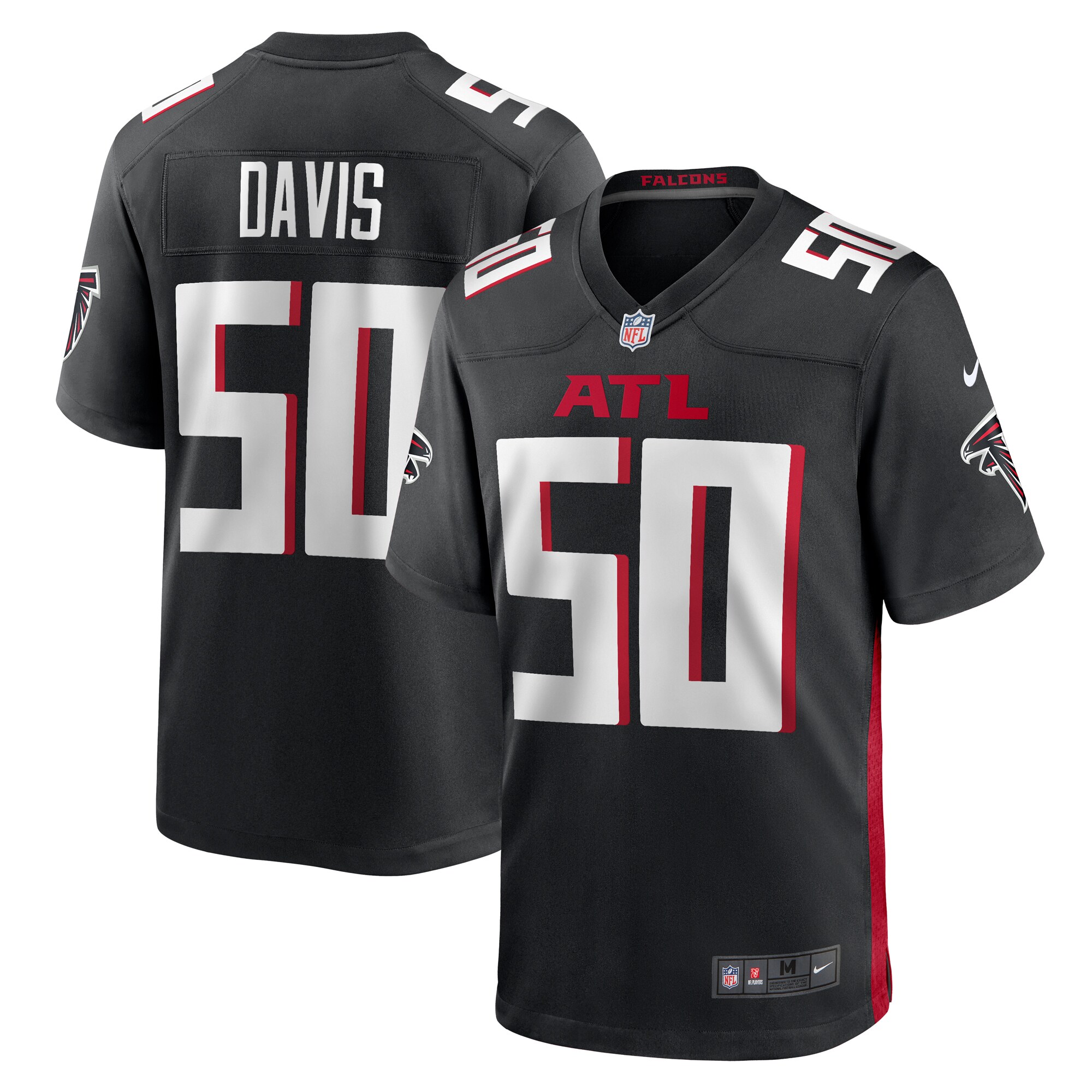 Tae Davis Atlanta Falcons Team Game Jersey -  Black