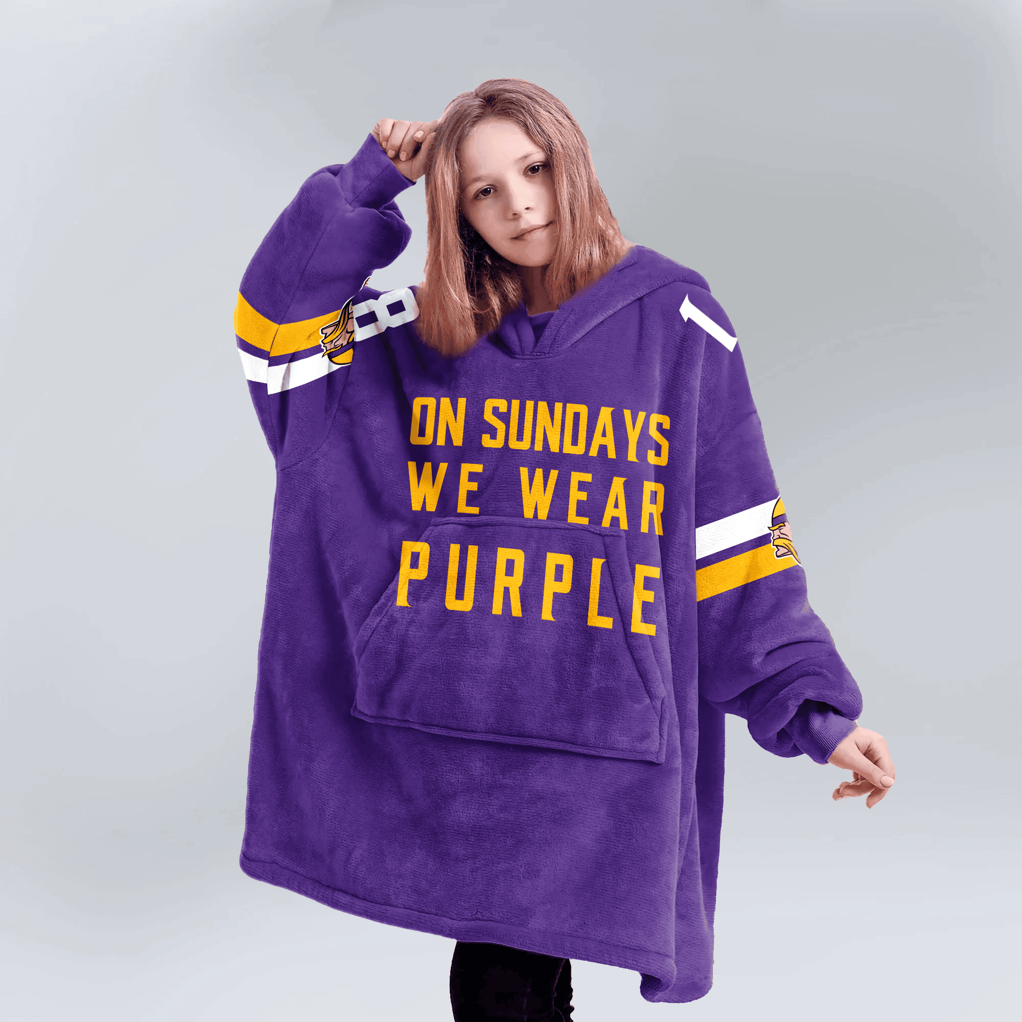 Kid 18 Minnesota Football Unisex Blanket Hoodie