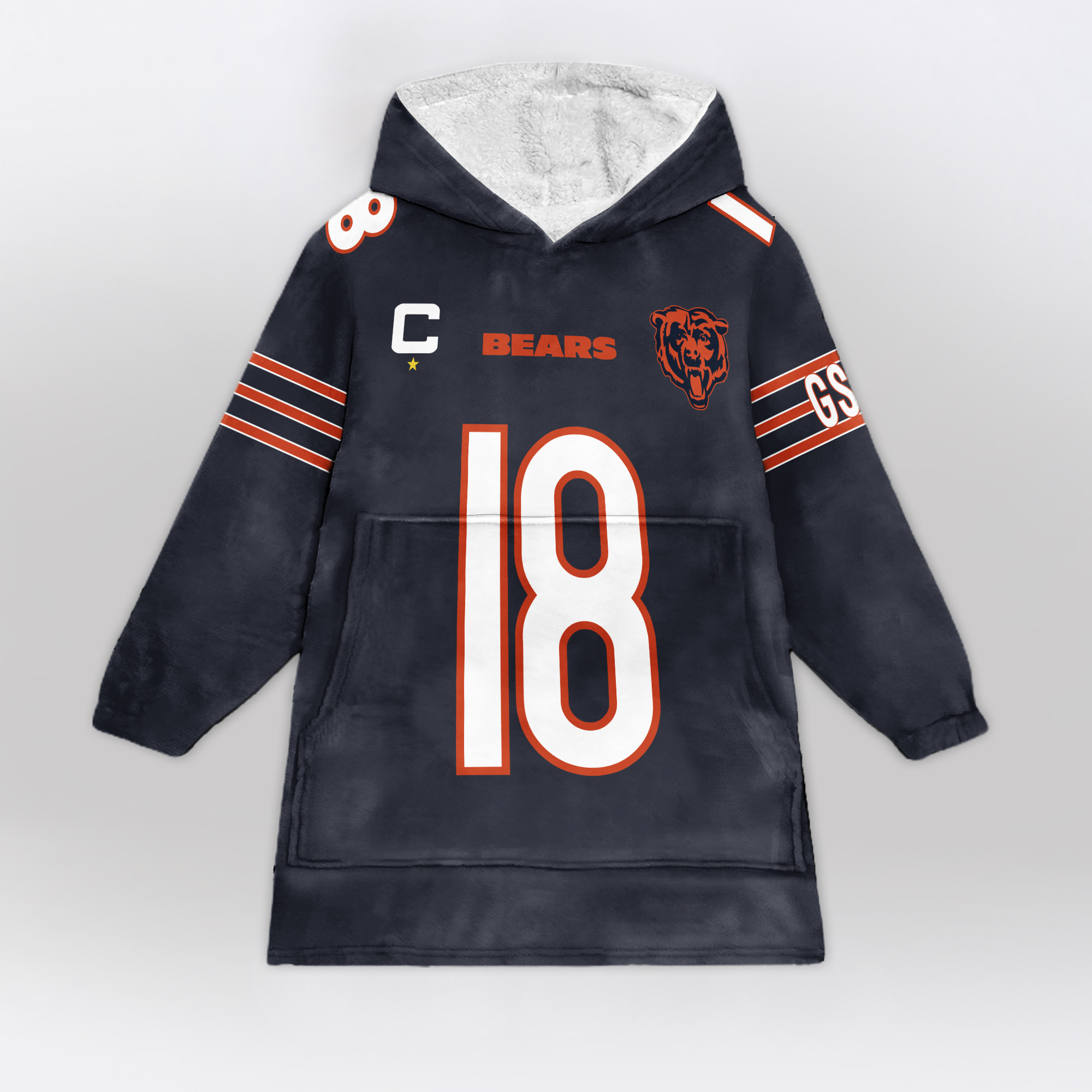 Adult Captain 18 Chicago Football Unisex Blanket Hoodie