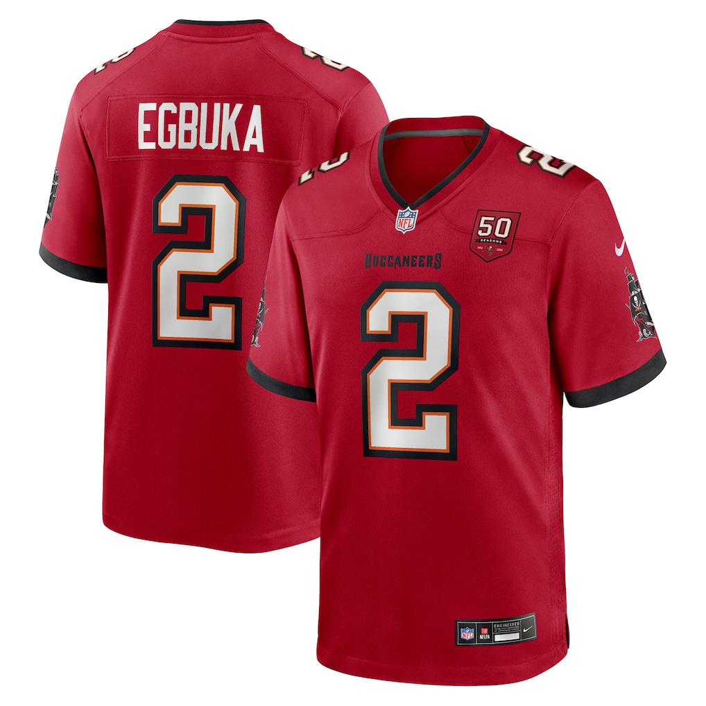 Emeka Egbuka #2 Tampa Bay Buccaneers Team 50th Season Game Jersey - Red