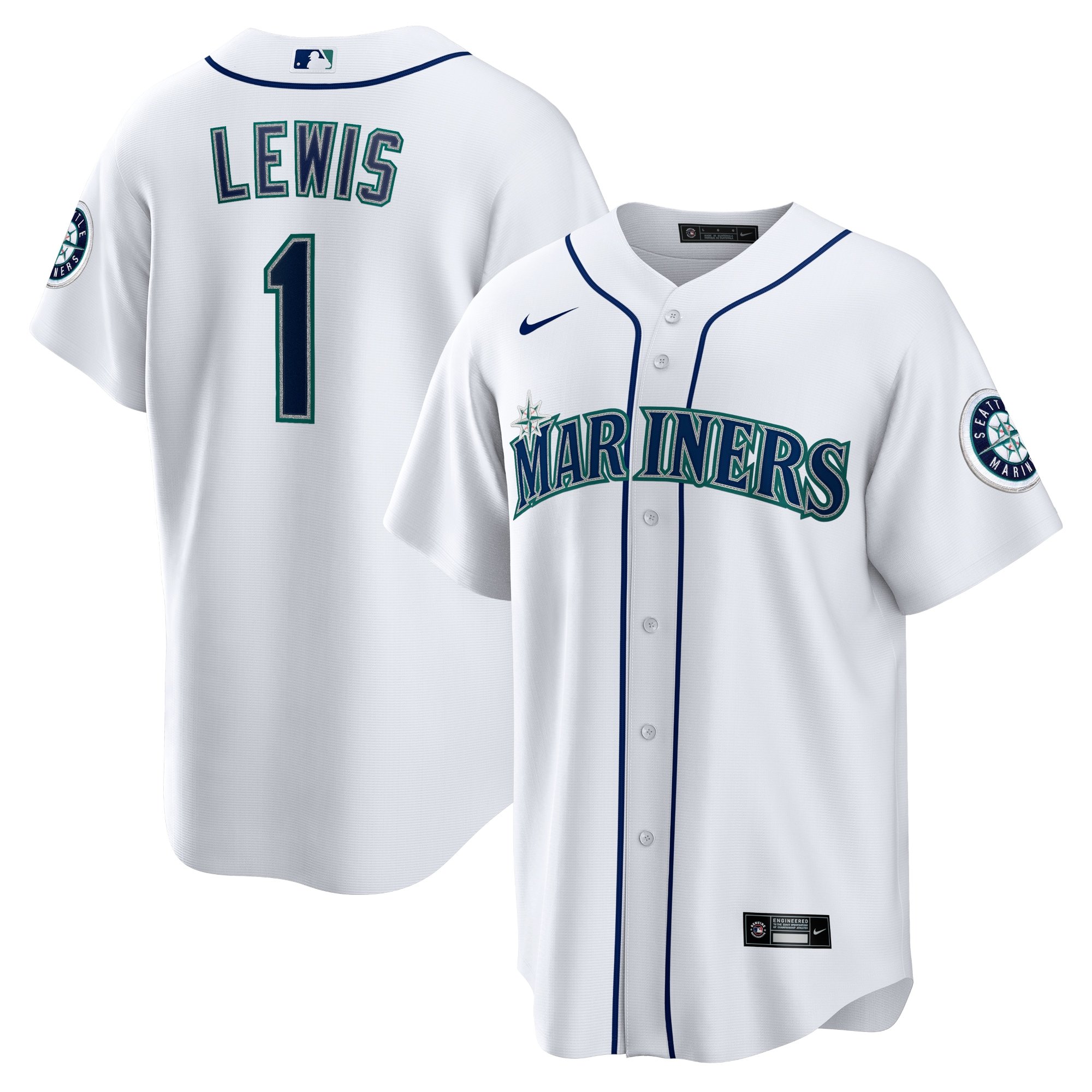 Men's Seattle Mariners Kyle Lewis  White Replica Player Name Jersey