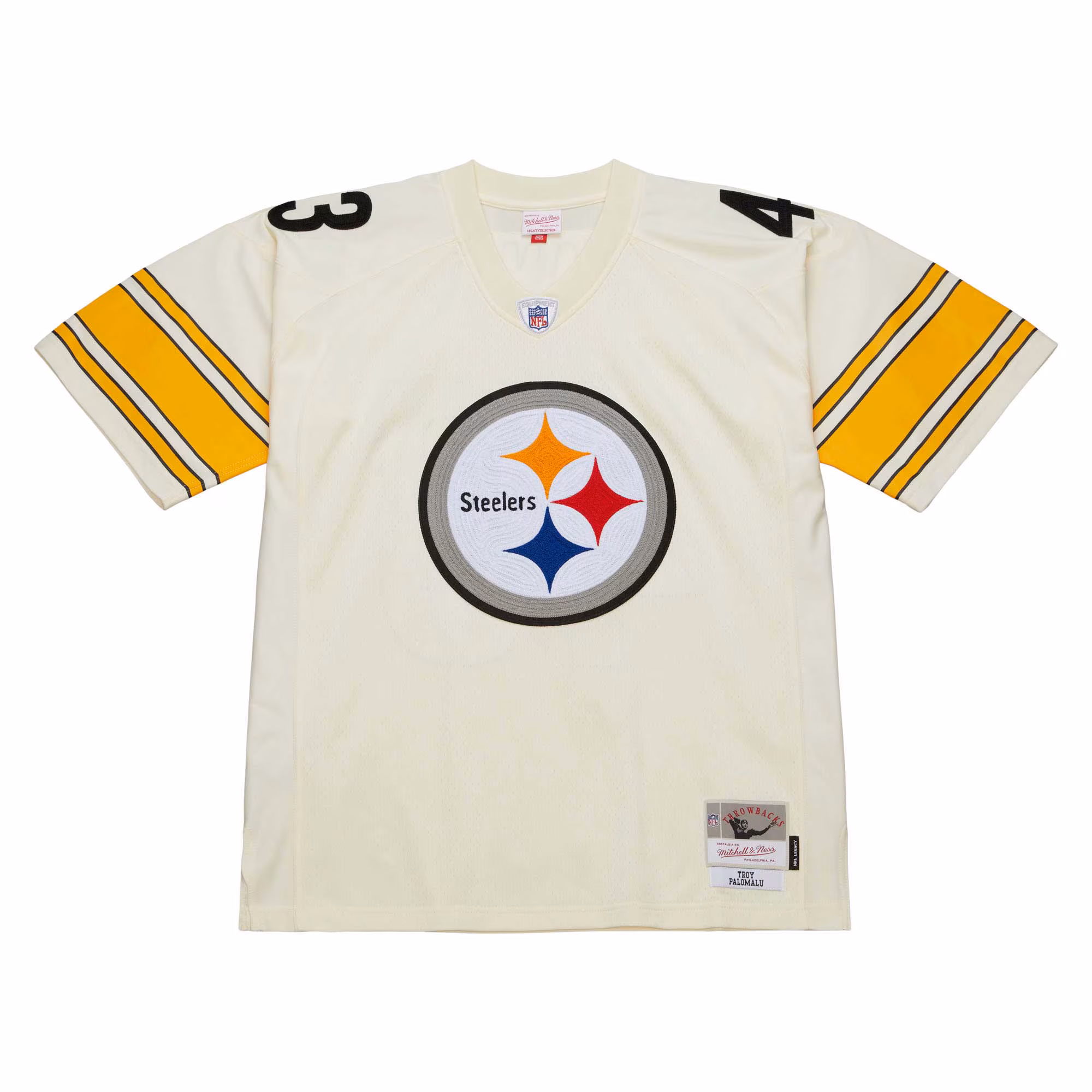 Troy Polamalu Pittsburgh Steelers Chainstitch Legacy Jersey - Cream