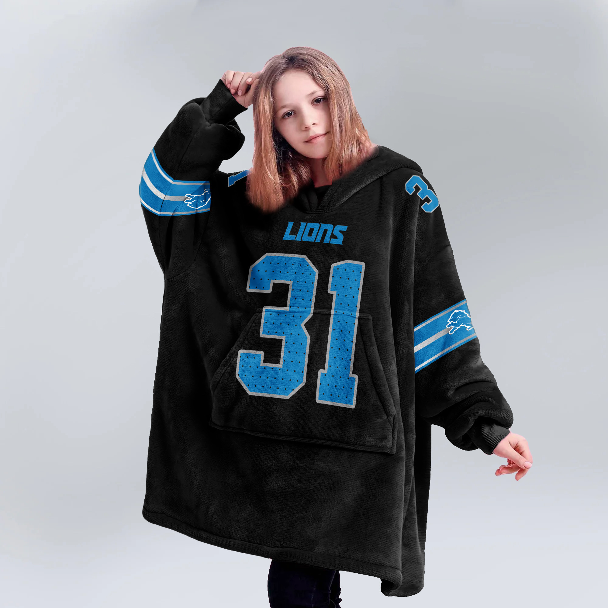 Kid 31 Detroit Football Unisex Blanket Hoodie