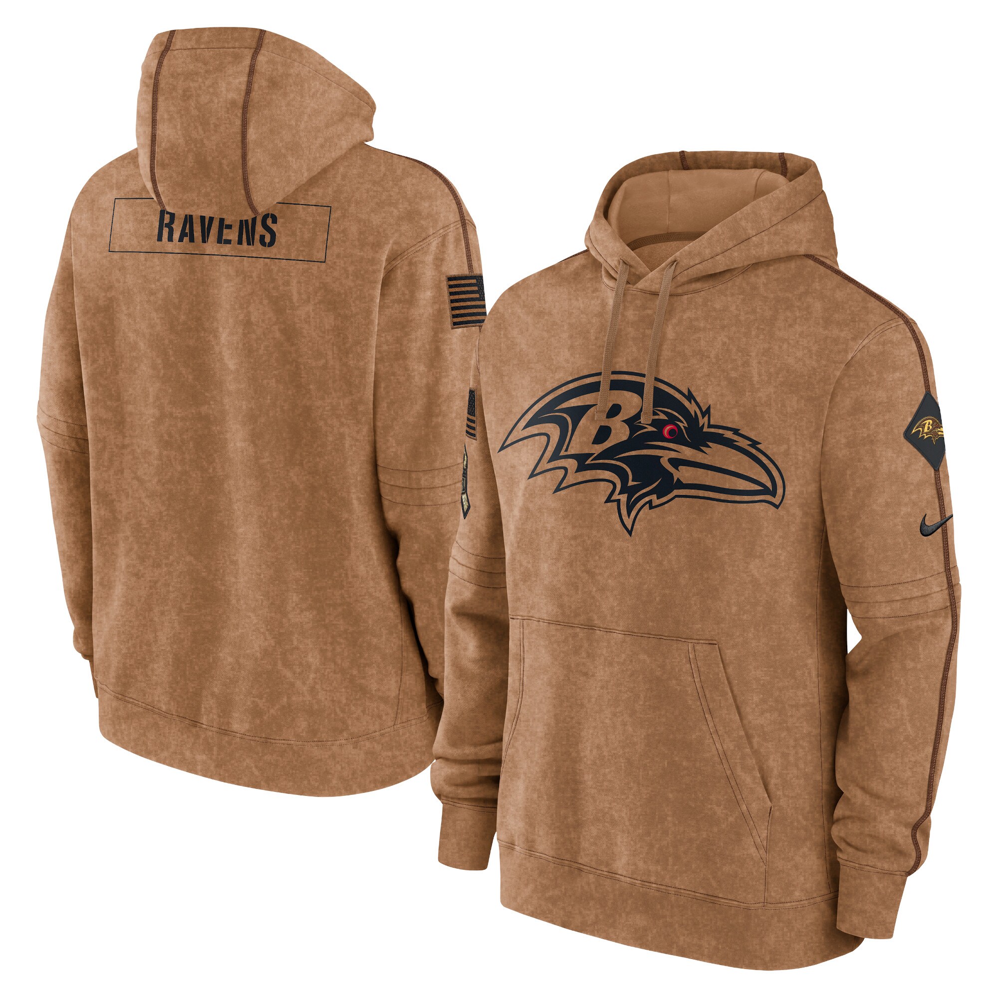Baltimore Ravens  2023 Salute To Service Club Pullover Hoodie - Brown