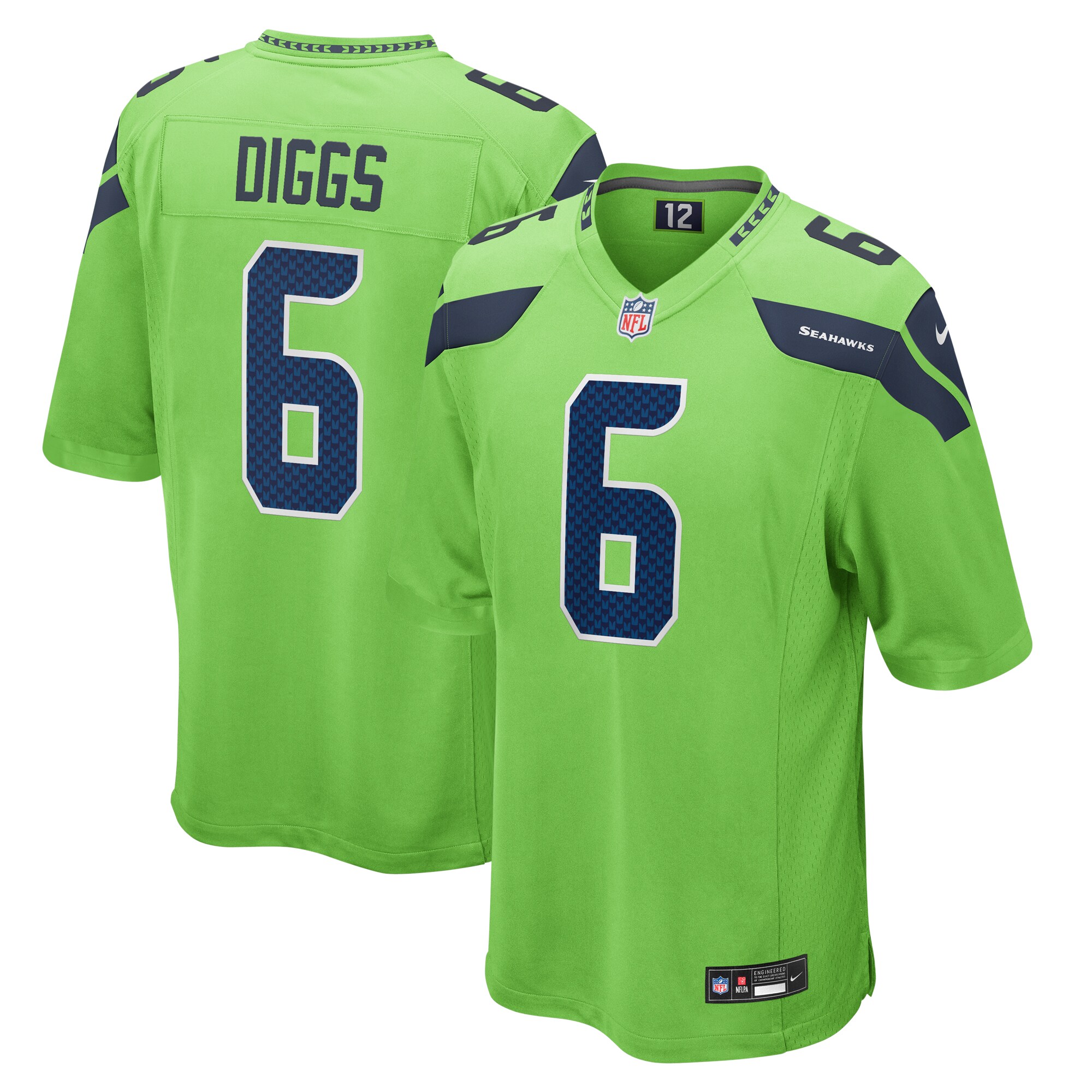 Quandre Diggs Seattle Seahawks  Game Jersey - Neon Green