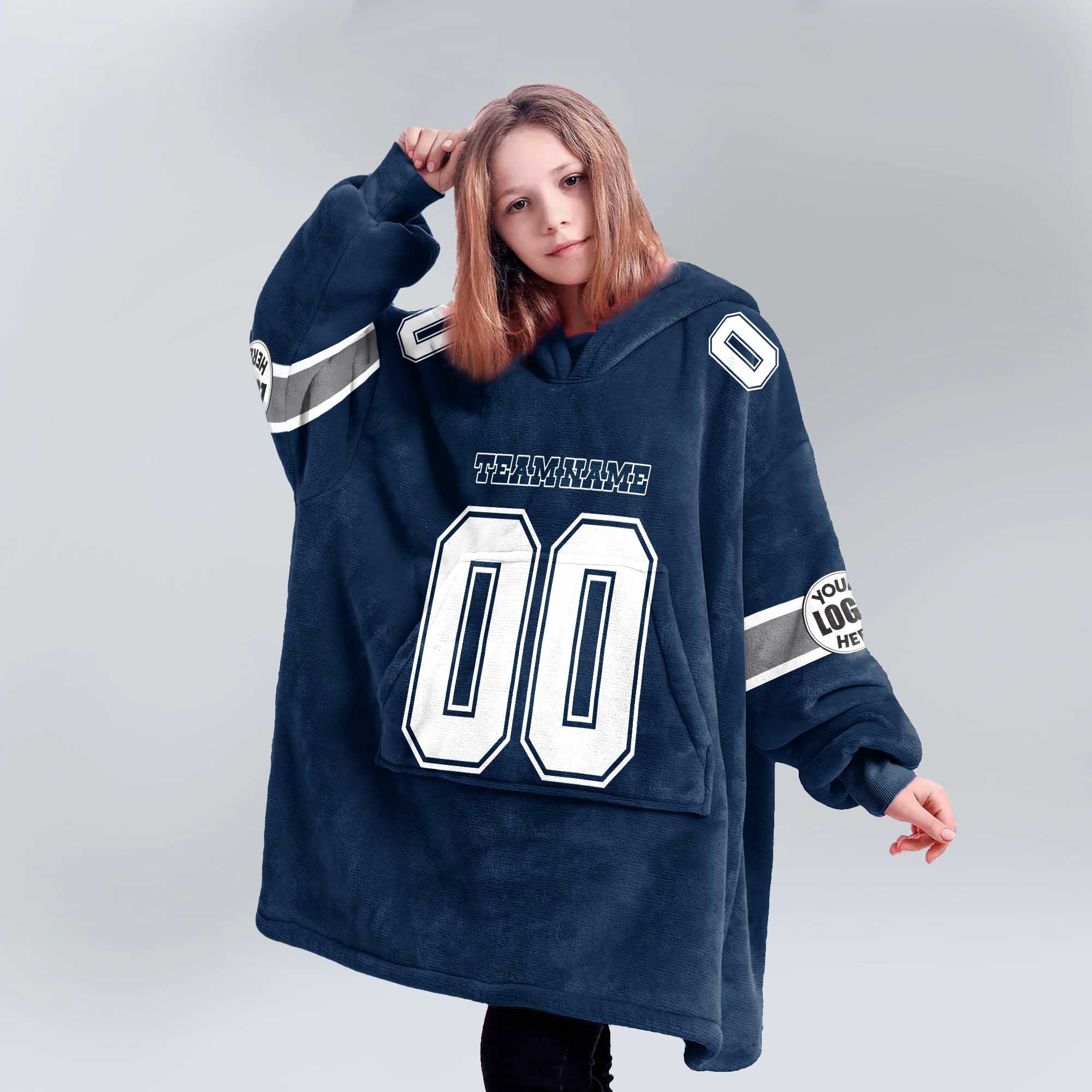 Adult Custom Blanket Hoodie Dallas Inspired Color