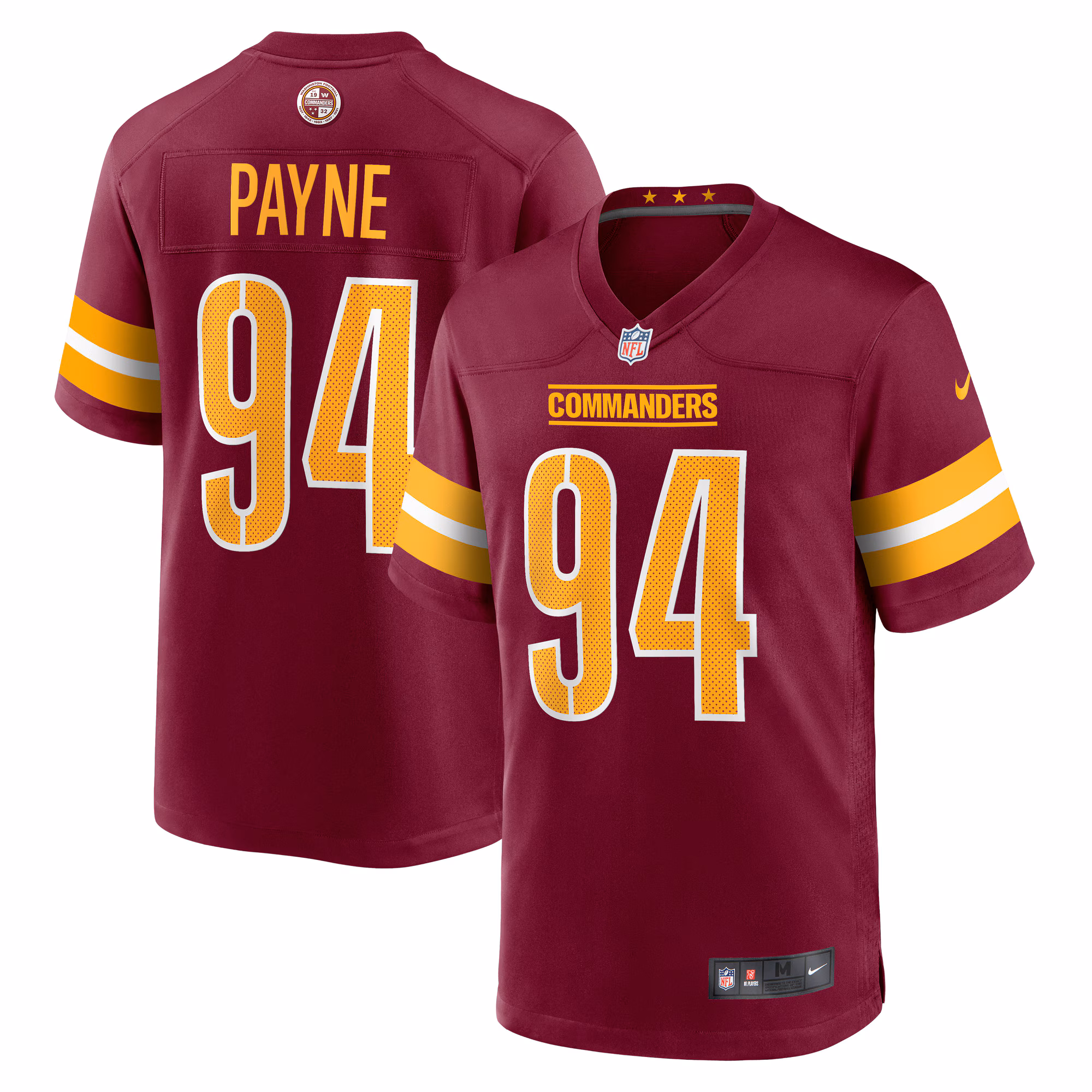 Daron Payne Washington Commanders Player Game Jersey - Burgundy