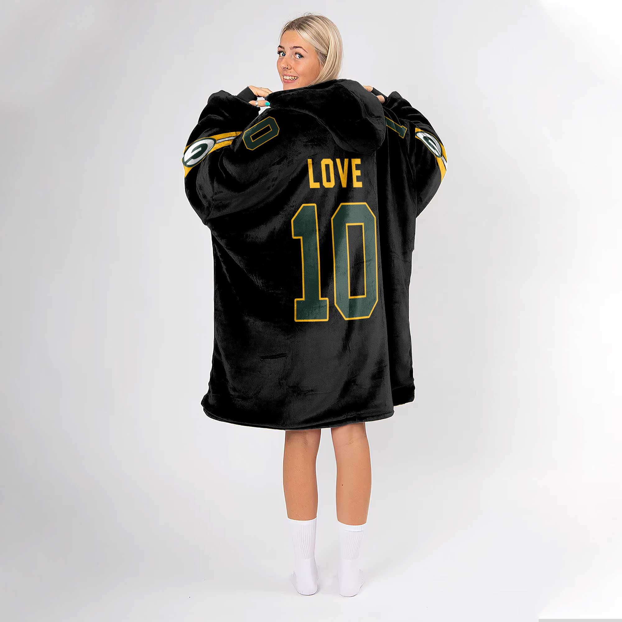 Adult 10 Green Bay Football Unisex Blanket Hoodie