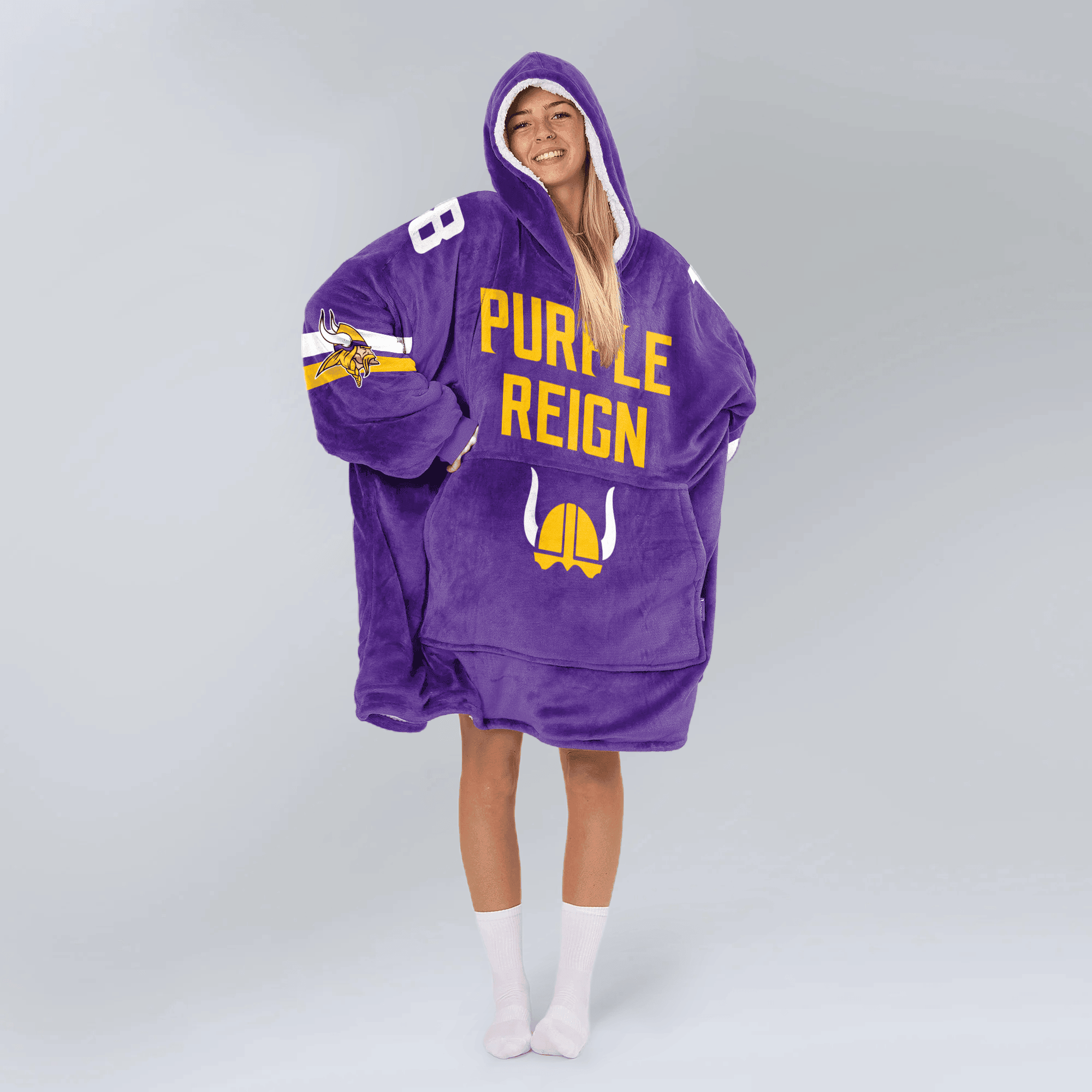 Adult 18 Minnesota Football Unisex Blanket Hoodie