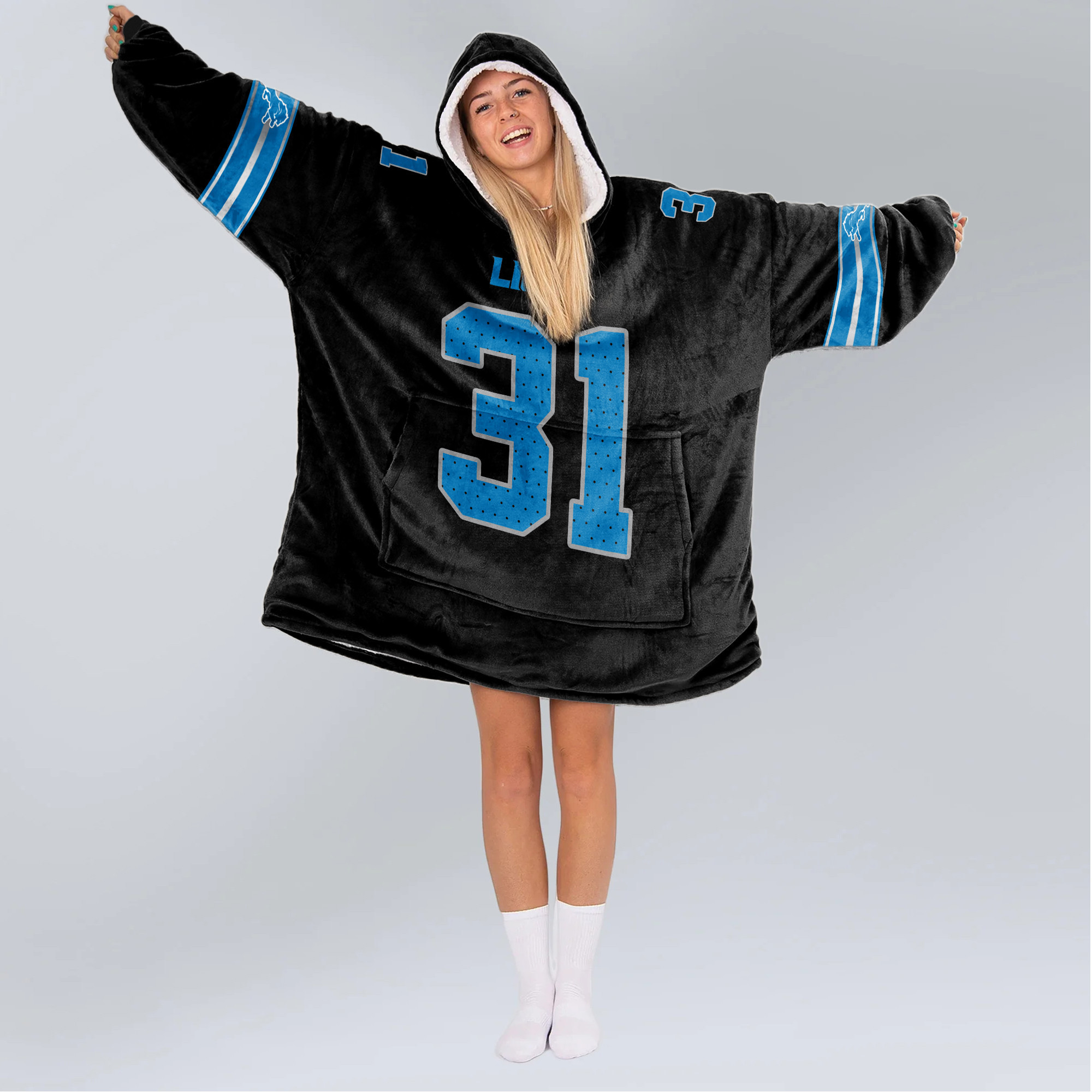 Adult 31 Detroit Football Unisex Blanket Hoodie