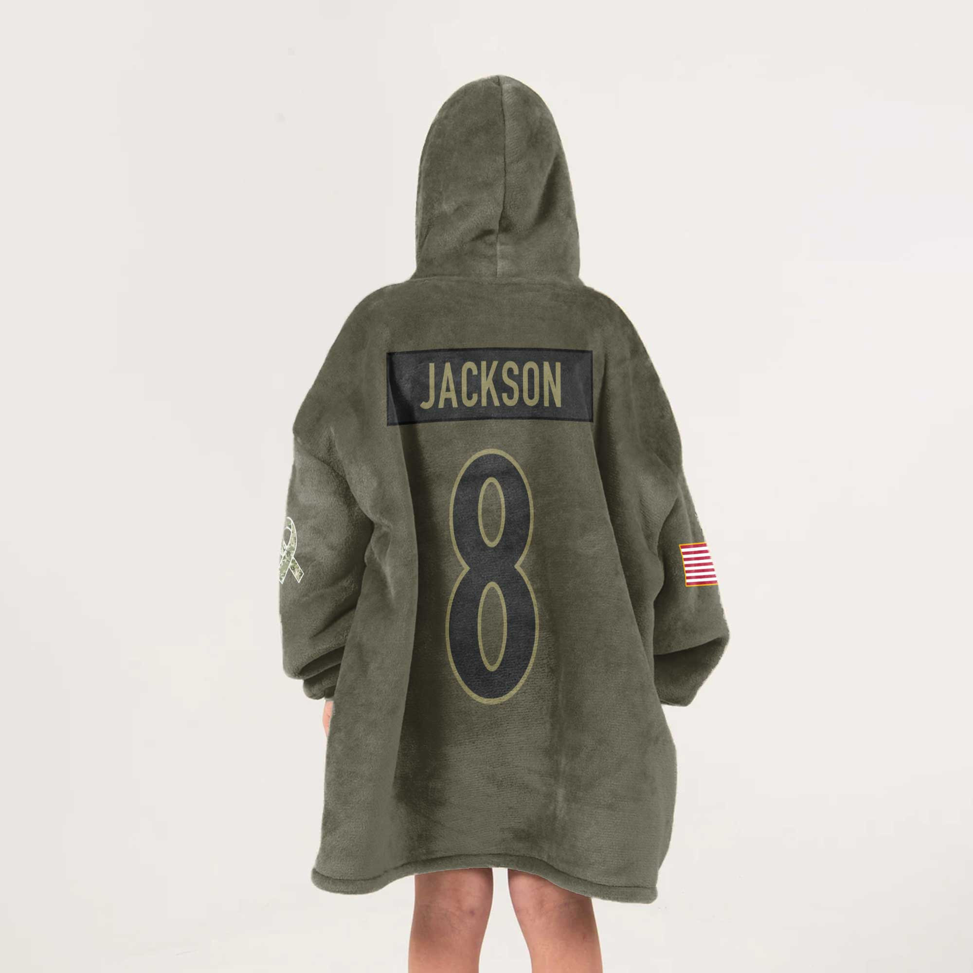Army L.J 8 Baltimore Football Unisex Blanket Hoodie