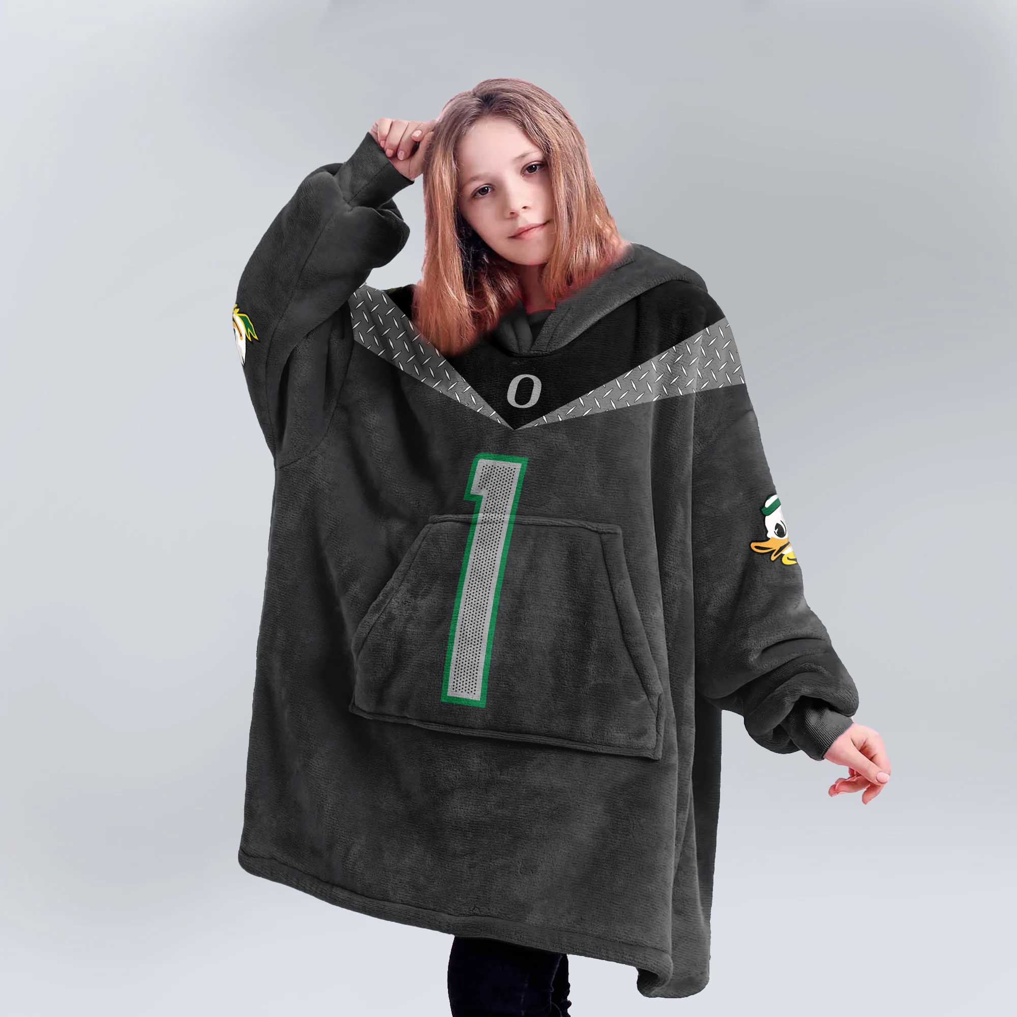 Adult Oregon 1 Football Unisex Blanket Hoodie