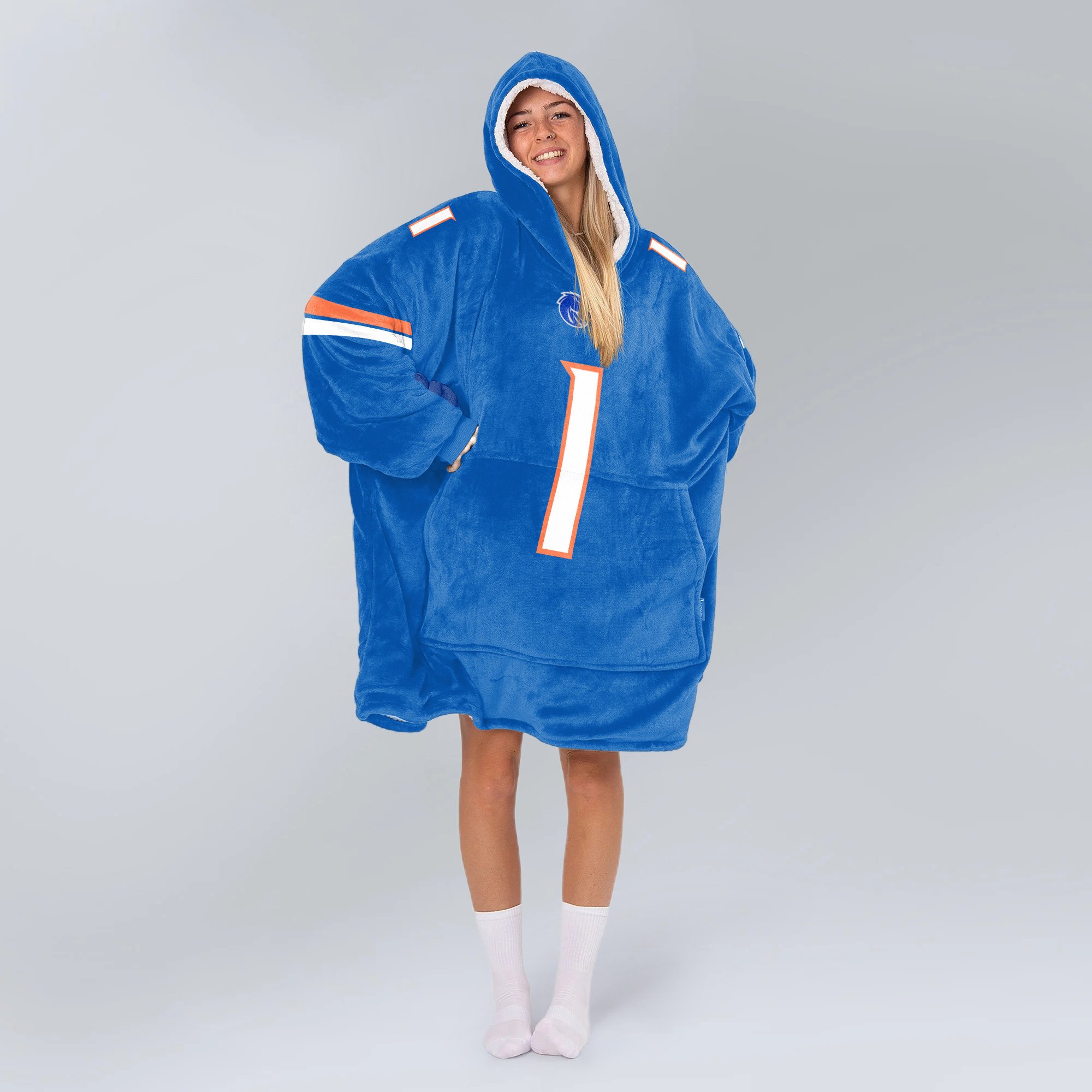 Adult #1 Boise State Football Unisex Blanket Hoodie