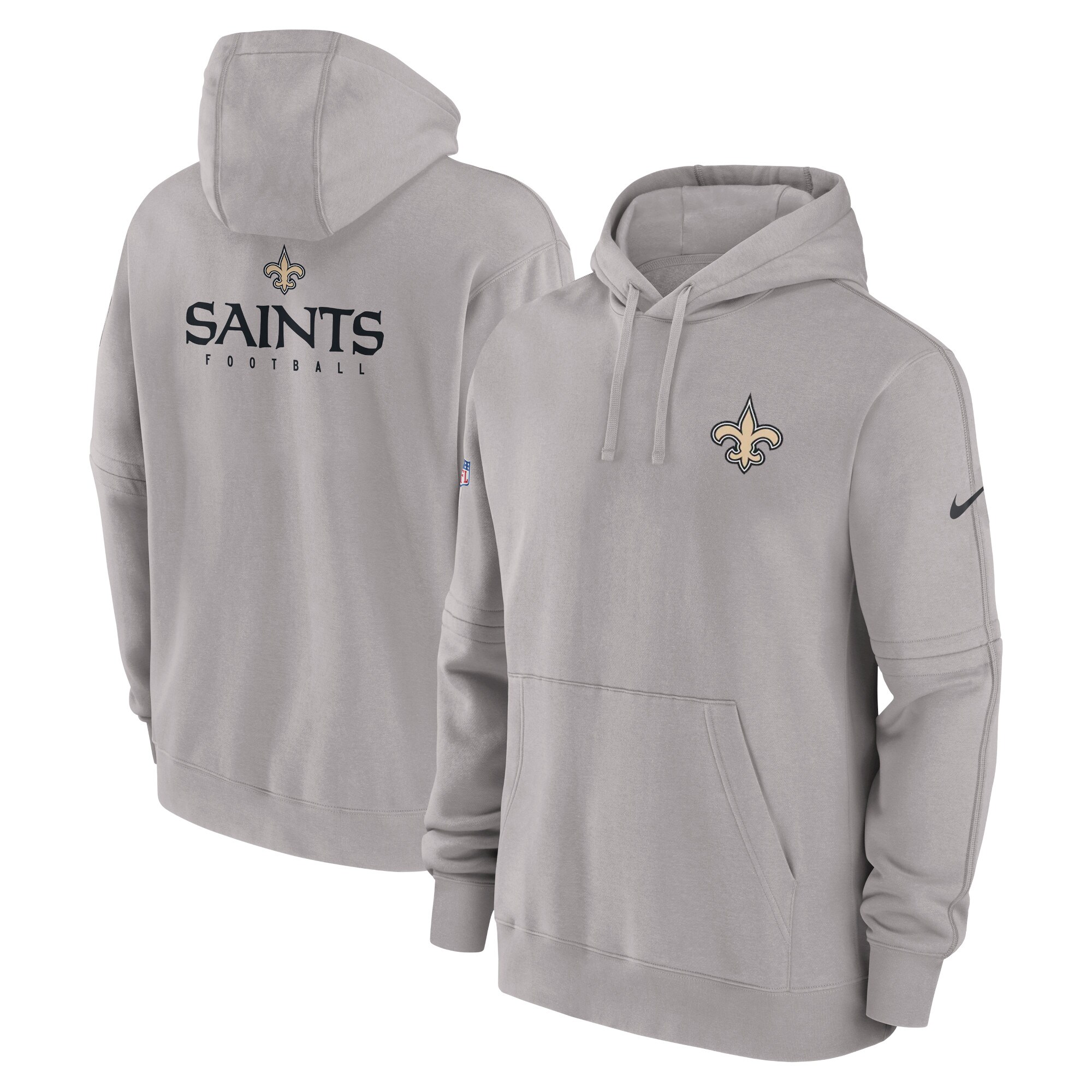 New Orleans Saints Sideline Club Fleece Pullover Hoodie - Gray