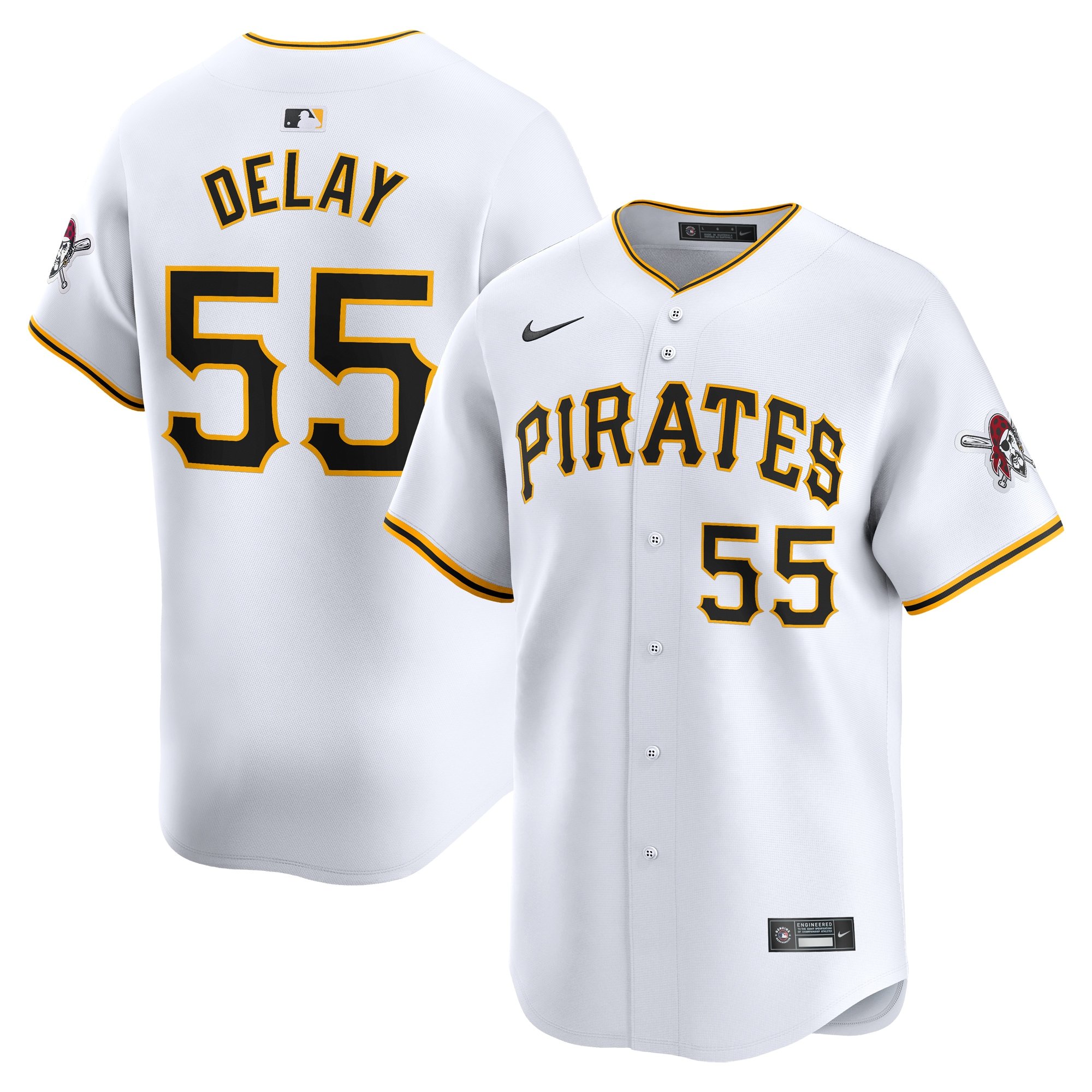 Men's Pittsburgh Pirates Jason Delay  White Home Limited Player Jersey