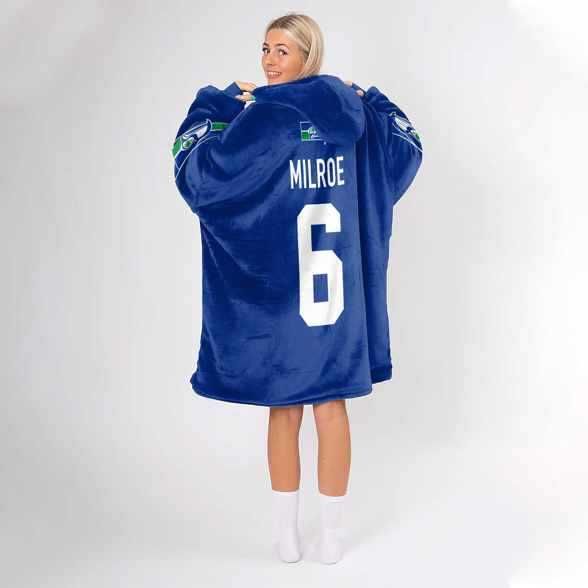 Adult 6 Seattle Football Unisex Blanket Hoodie