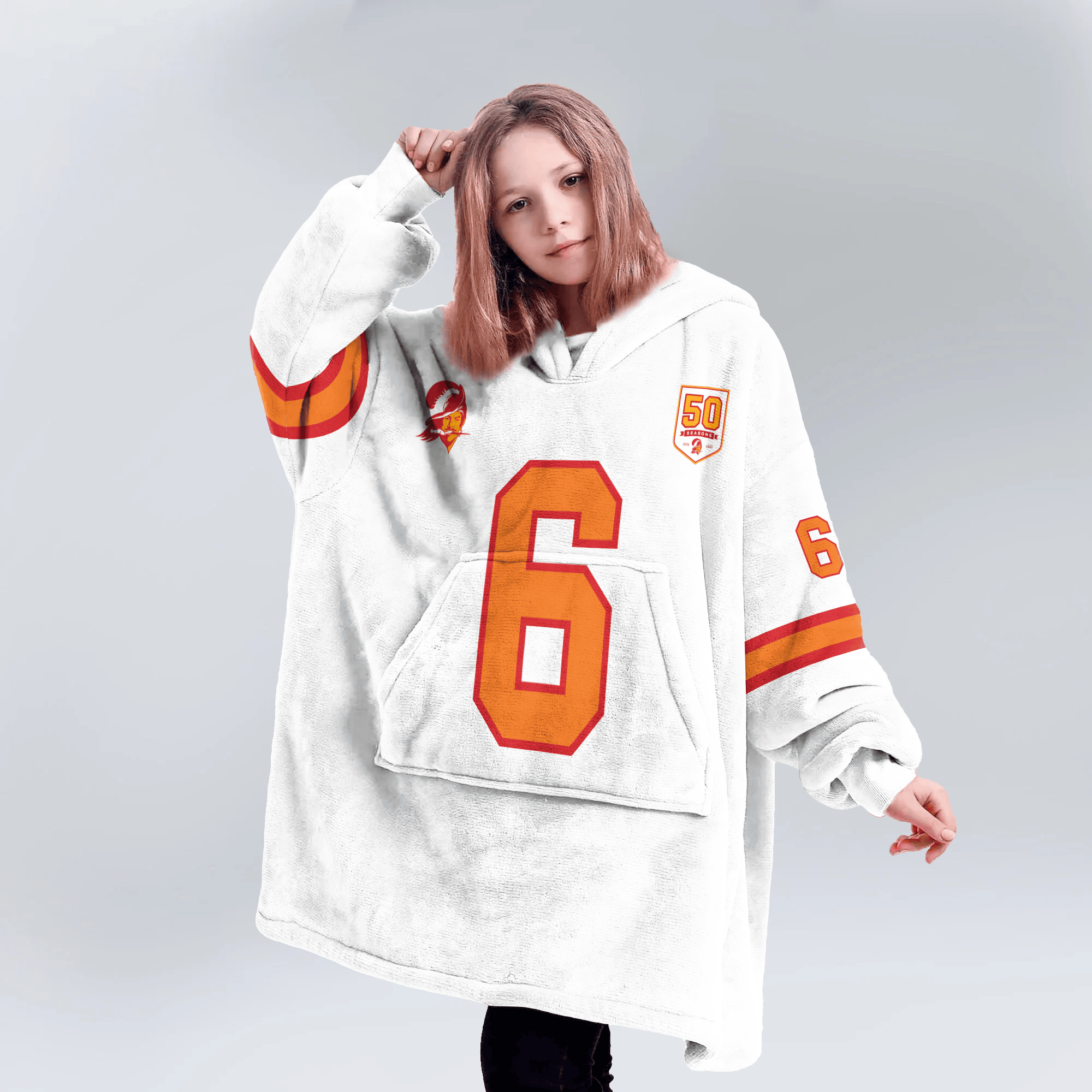 Kid B.M 6 Tampa Bay Football 50th Season Game Unisex Blanket Hoodie