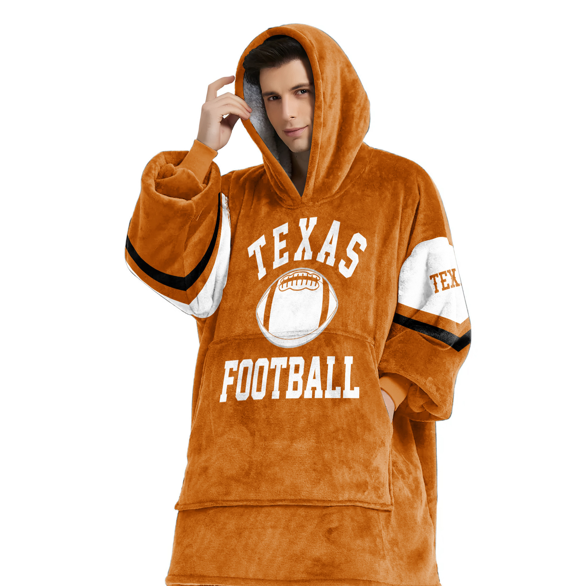 Adult Texas Longhorns Football Unisex Blanket Hoodie