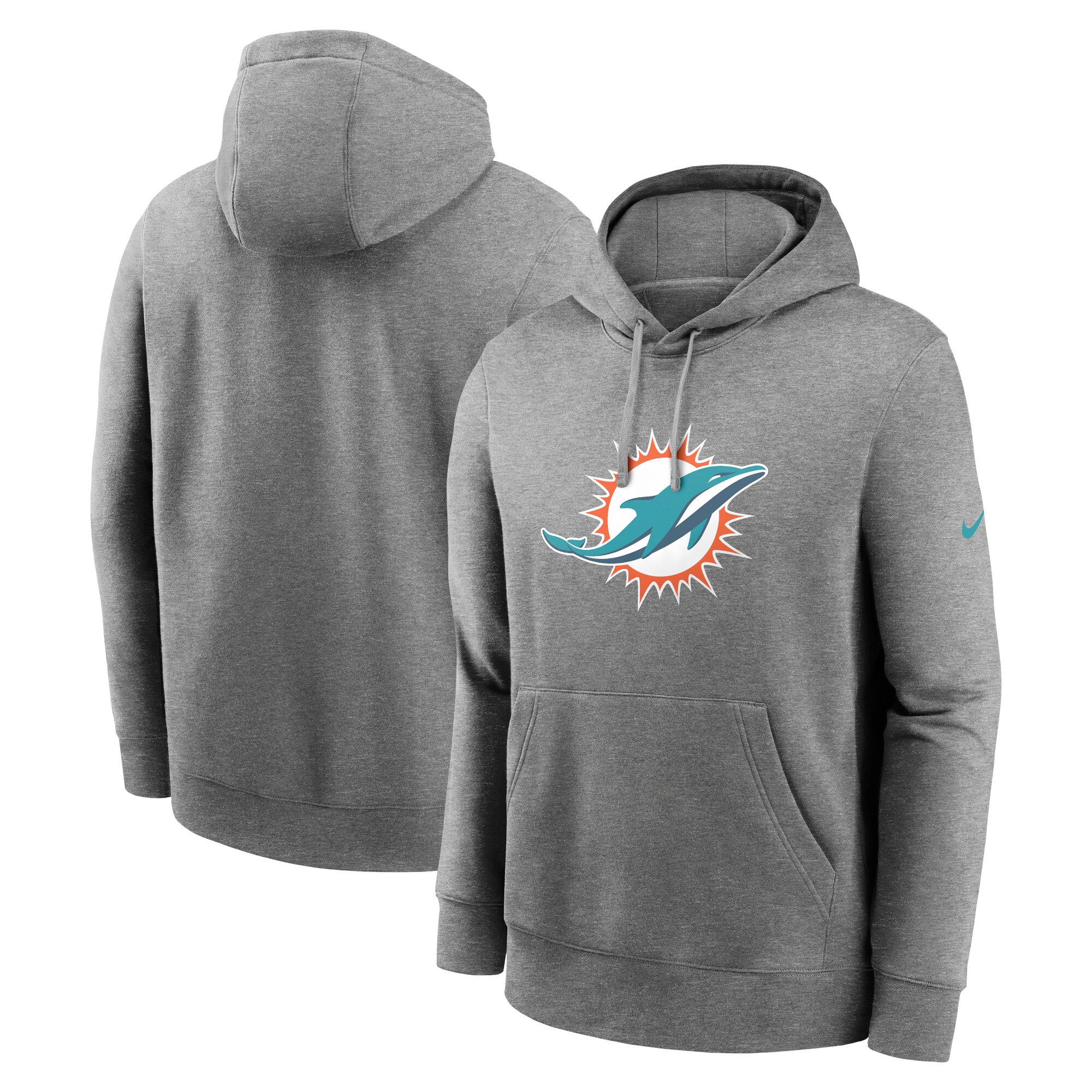 Miami Dolphins Club Logo Pullover Hoodie - Heather Gray
