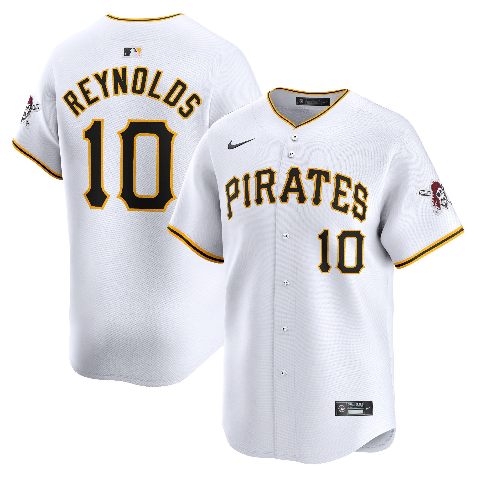 Men's Pittsburgh Pirates #10 Bryan Reynolds  White Home Limited Player Jersey